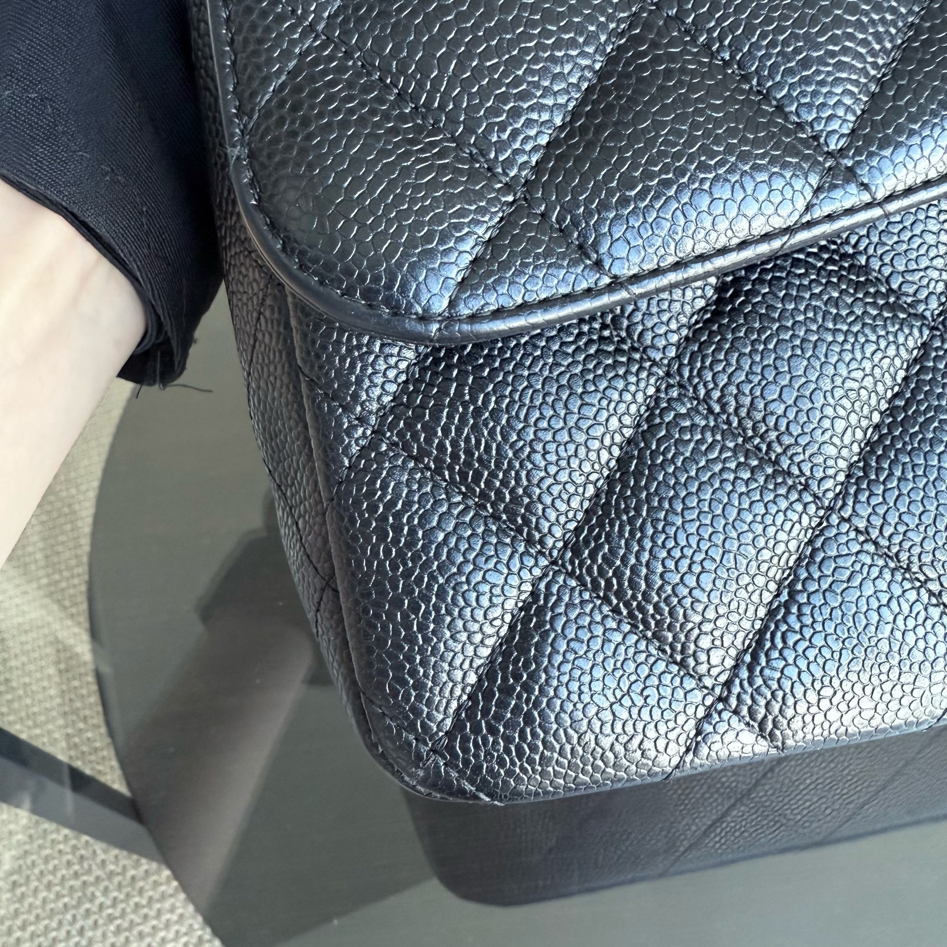 Chanel Classic Flap Jumbo - Caviar Double Flap 30CM Quilted Black Gold Hardware Series 14