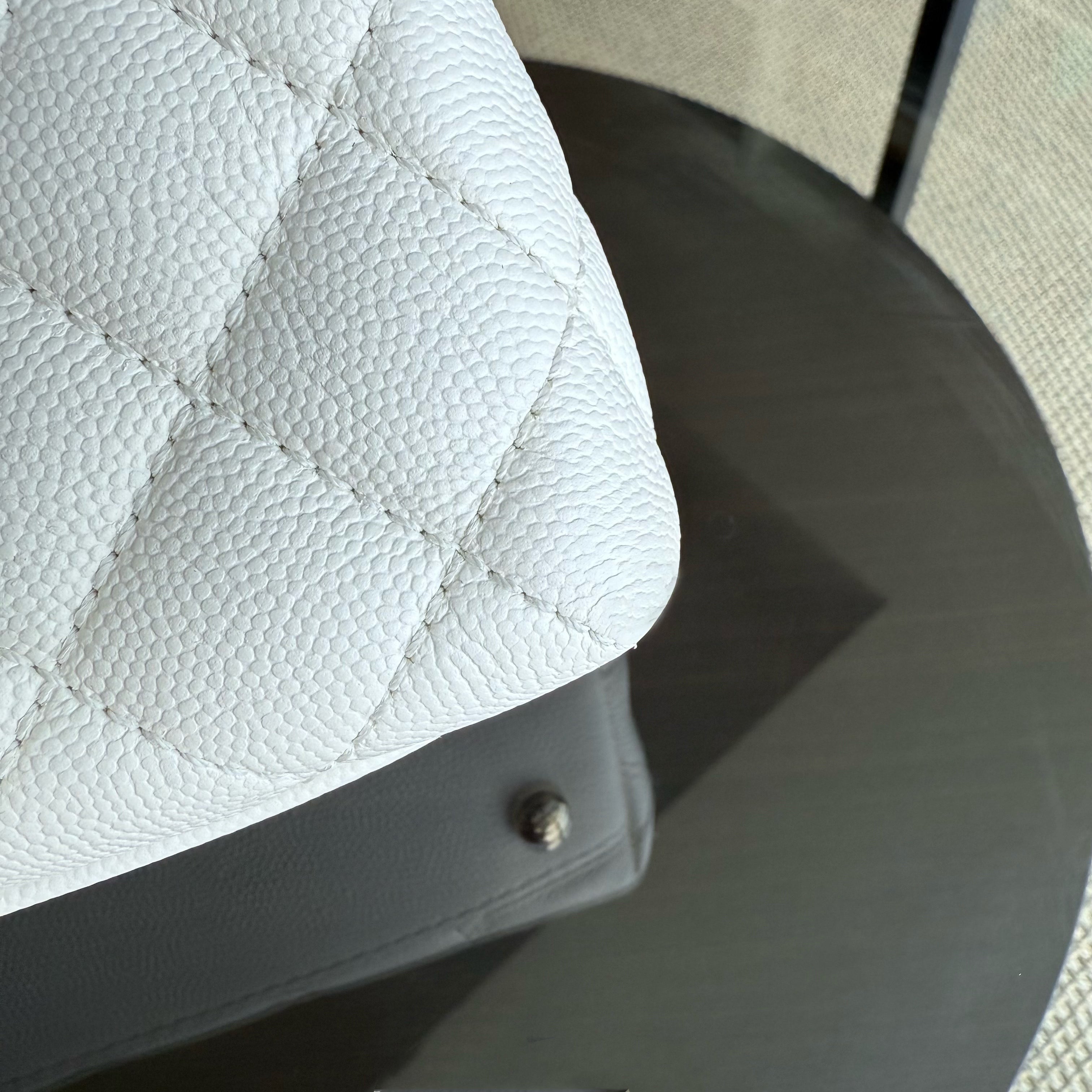 Chanel Coco Handle Small - Caviar Quilted Snow White Gold Hardware Microchip