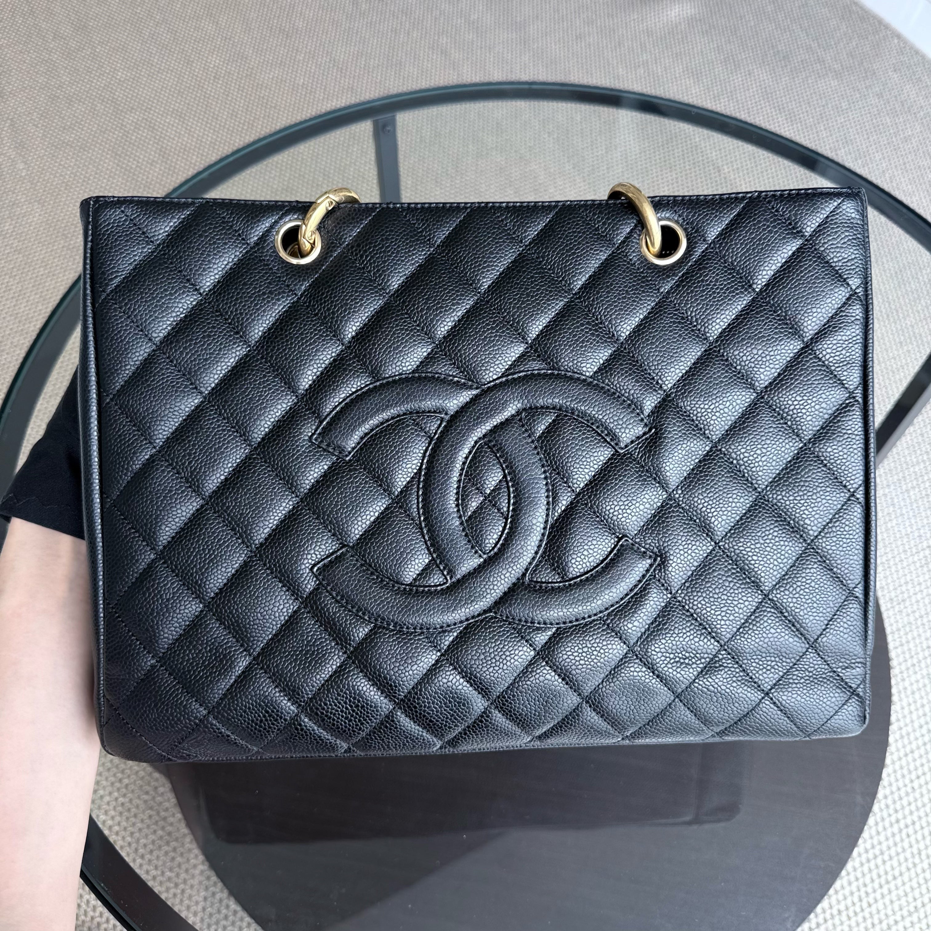Chanel GST Grand Shopping Tote - Caviar Quilted Black Gold Hardware Series 11