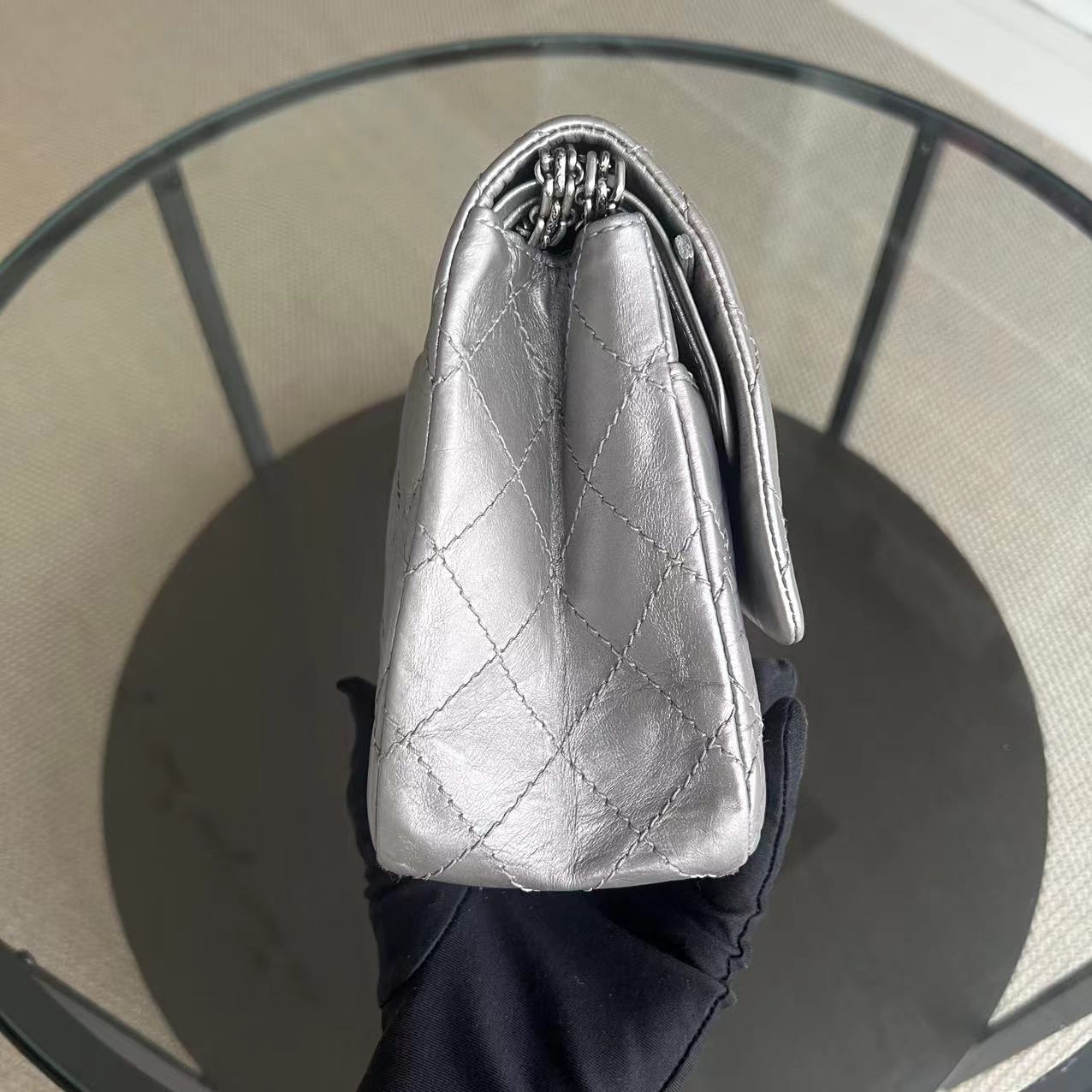 Chanel 2.55 Reissue 226 - Grained Calfskin Metallic Grey Gray Silver Ruthenium Hardware Series 14