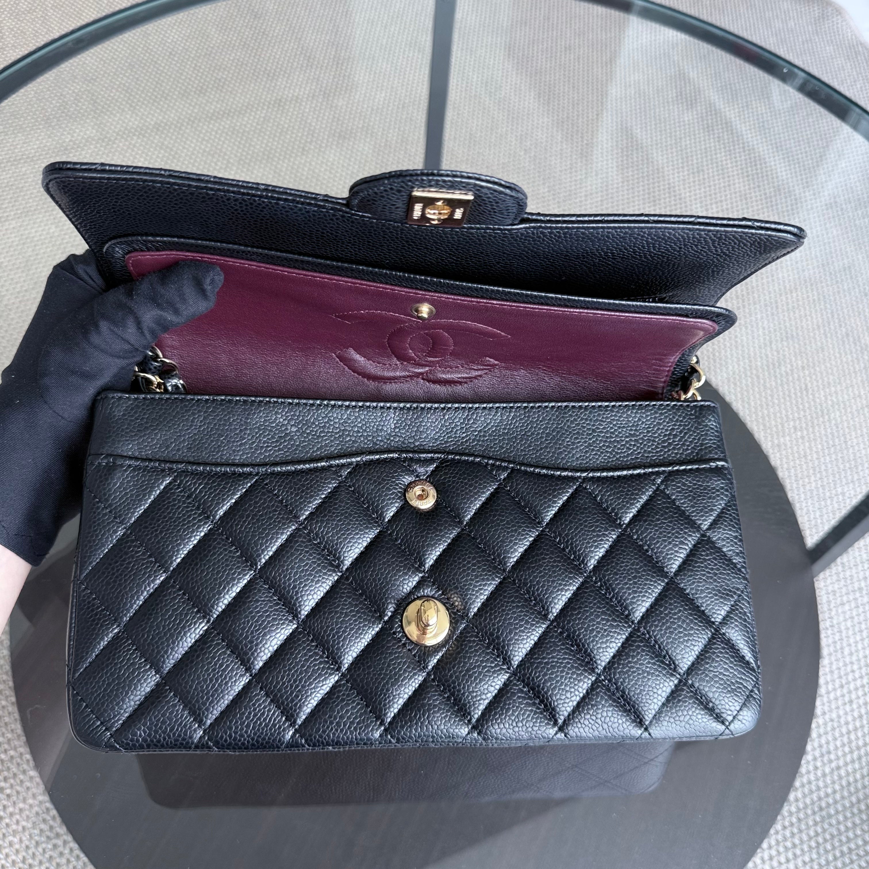 Chanel Classic Flap Medium - Caviar 25CM Quilted Black Gold Hardware Series 19