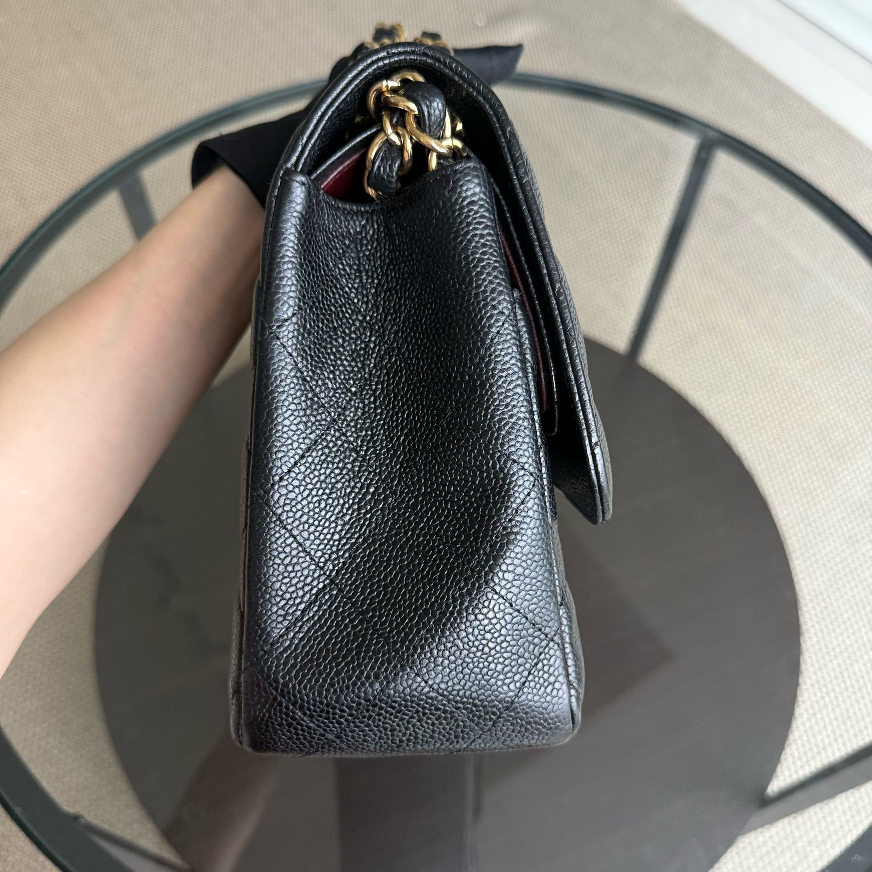 Chanel Classic Flap Jumbo - Caviar Double Flap 30CM Quilted Black Gold Hardware Series 15