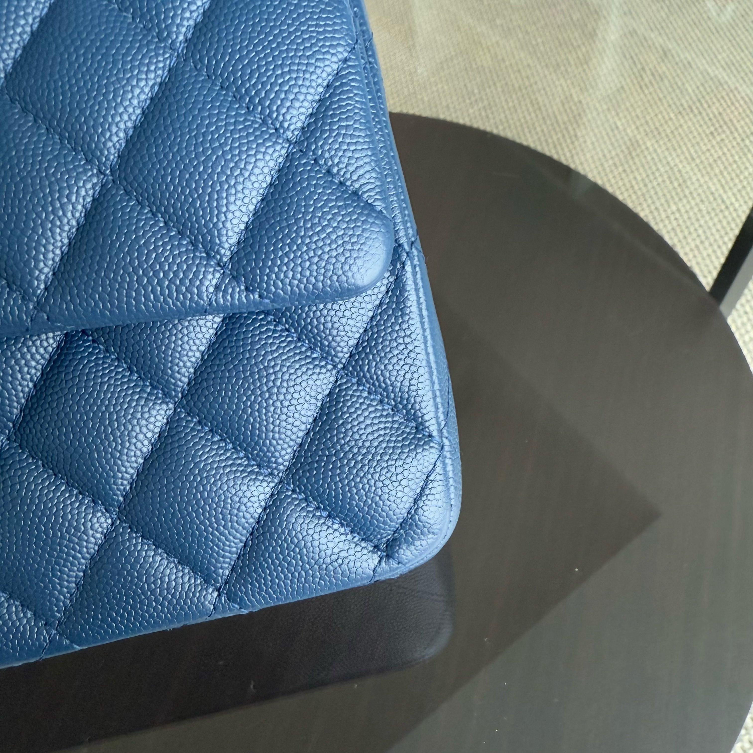 Chanel Classic Flap Medium - Caviar 25CM Quilted Dark Blue Gold Hardware Series 27