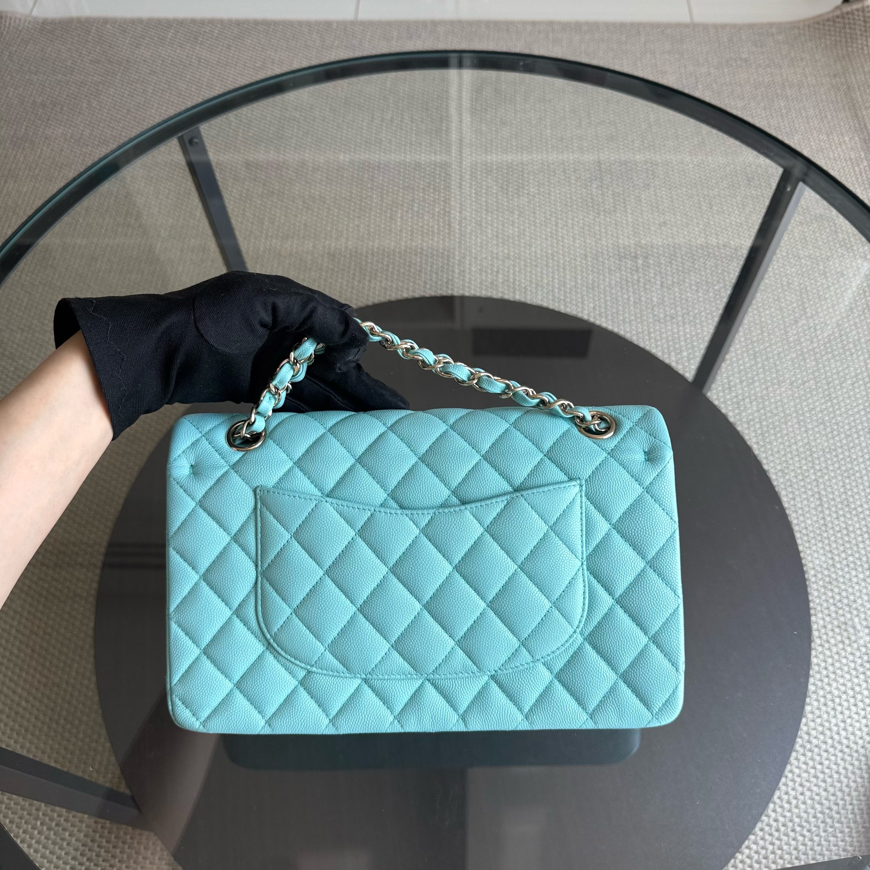 Chanel Classic Flap Medium - Caviar 25CM Quilted Light Blue Gold Hardware Series 26