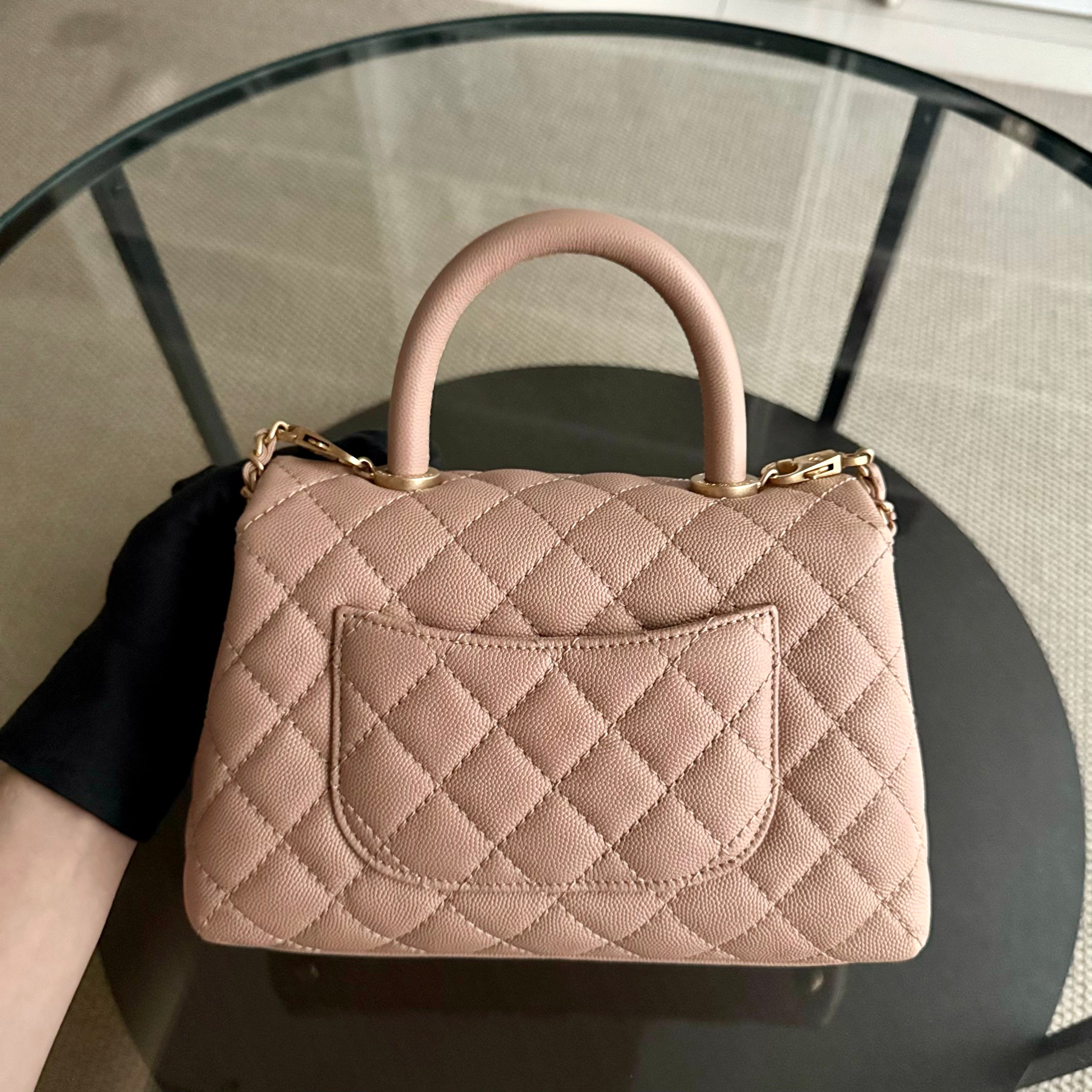 Chanel Coco Handle Small - Caviar Quilted Nude Light Beige Gold Hardware Series 25