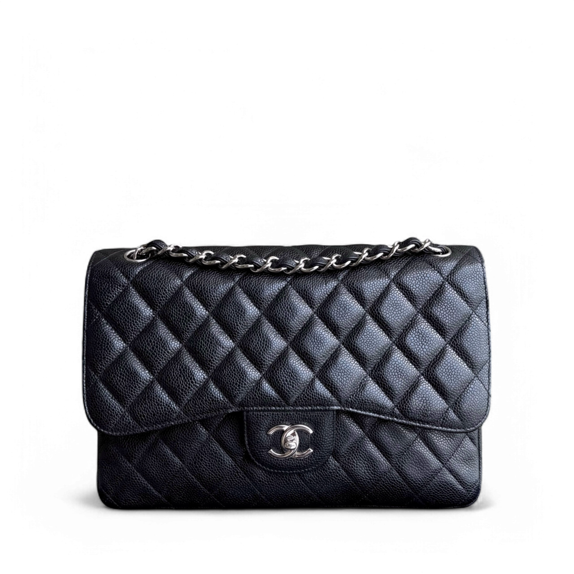 Chanel Classic Flap Jumbo - Double Flap Caviar 30CM Quilted Black Silver Hardware Series 15
