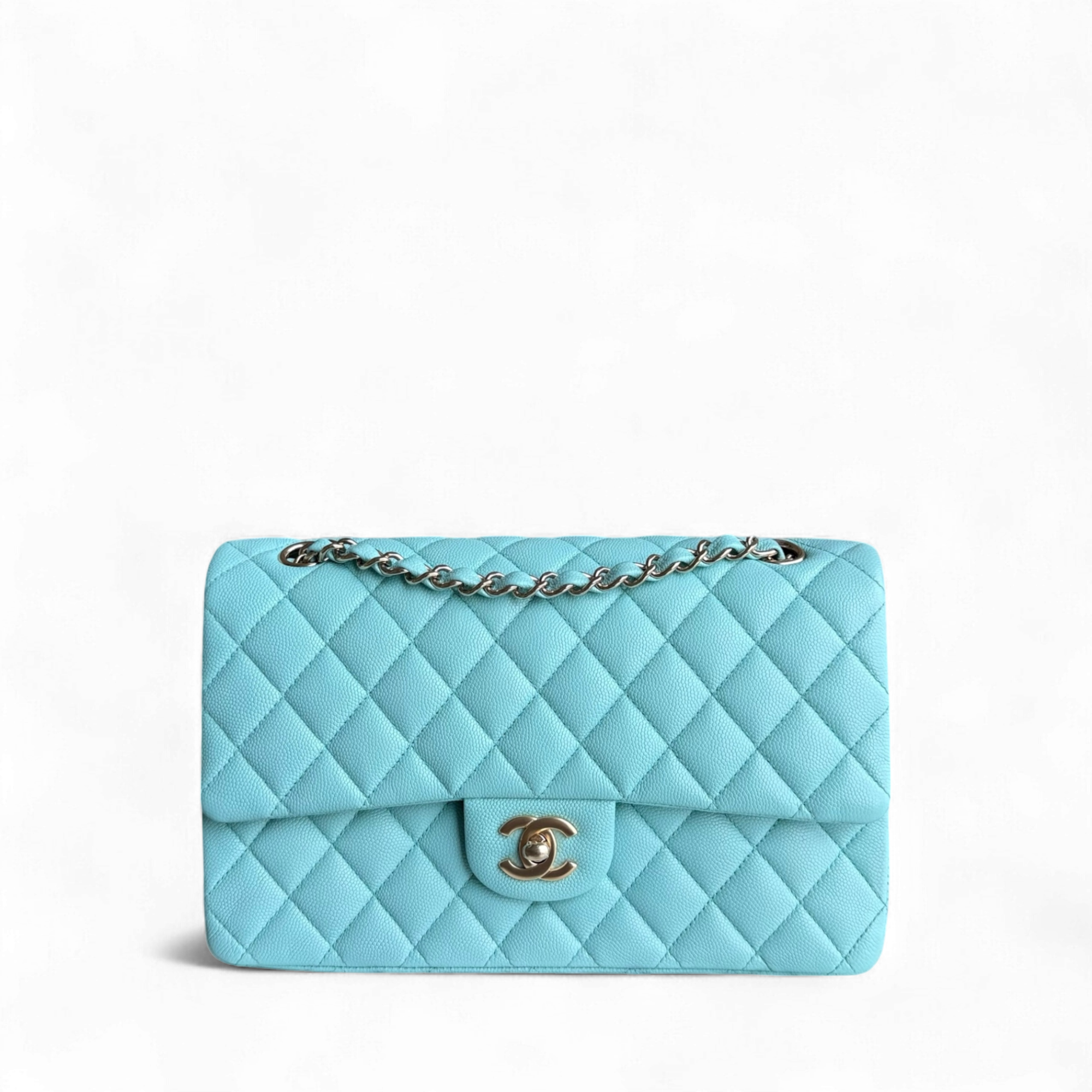 Chanel Classic Flap Medium - Caviar 25CM Quilted Light Blue Gold Hardware Series 26