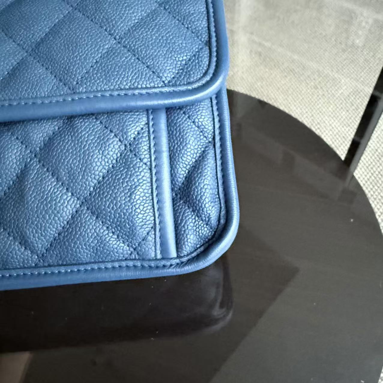 Chanel French Riviera - Caviar 25CM Quilted Blue Silver Palladium Hardware Series 15