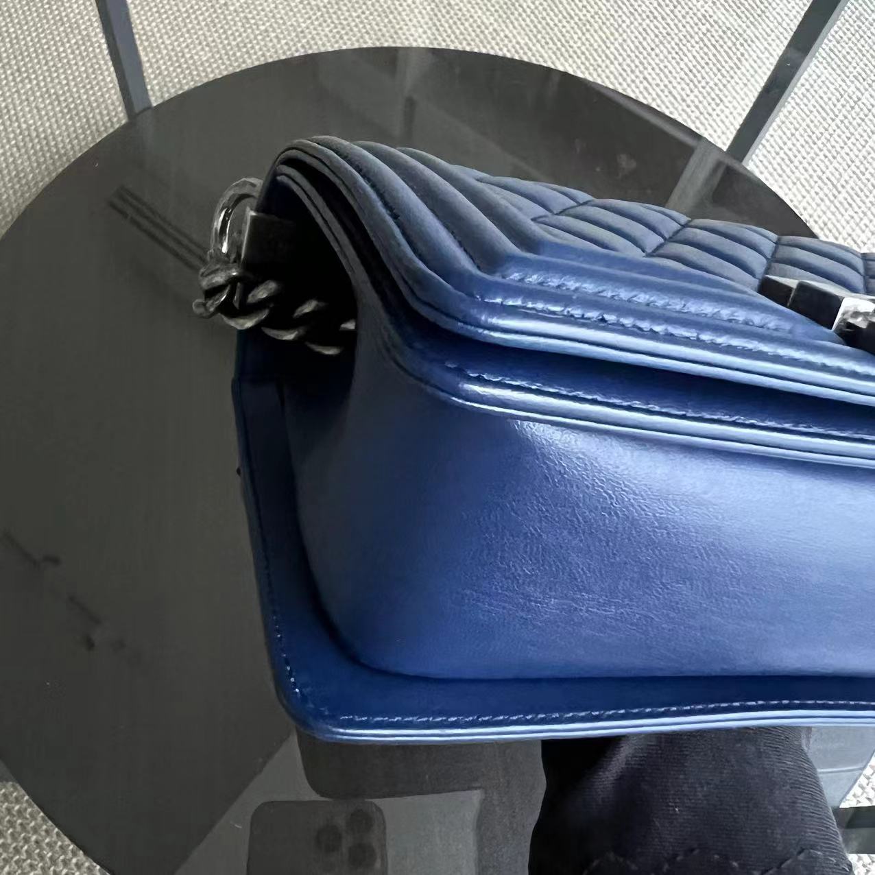 Chanel Boy Small - Quilted Lambskin Dark Blue Ruthenium Silver Hardware Series 21