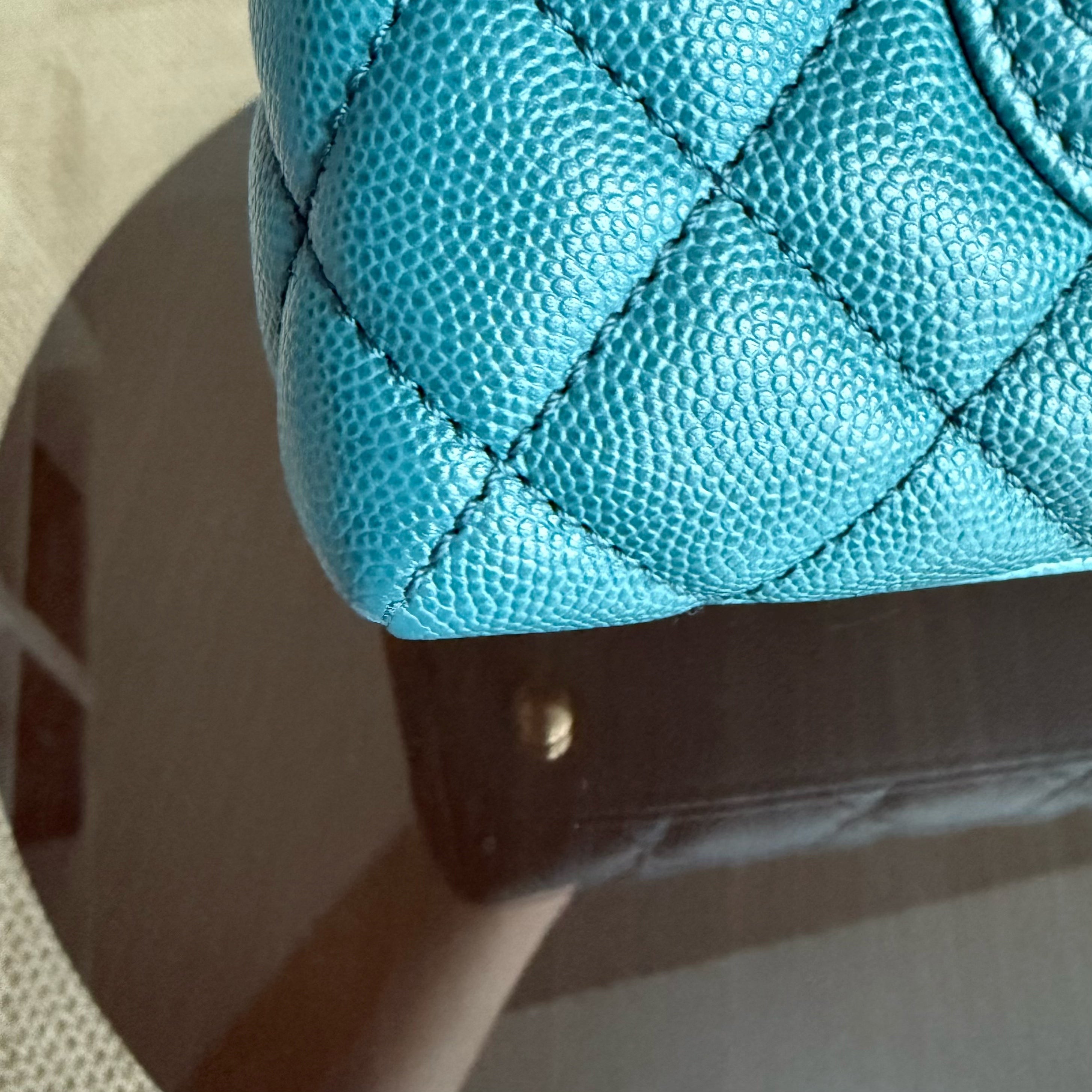 Chanel Coco Handle Small - Caviar Quilted Blue Gold Hardware Series 28