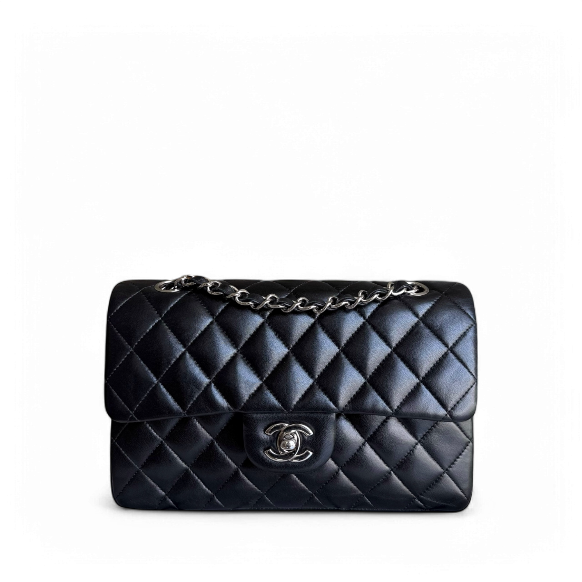 Chanel Classic Flap Small - 23CM Quilted Lambskin Black Silver Hardware Series 14