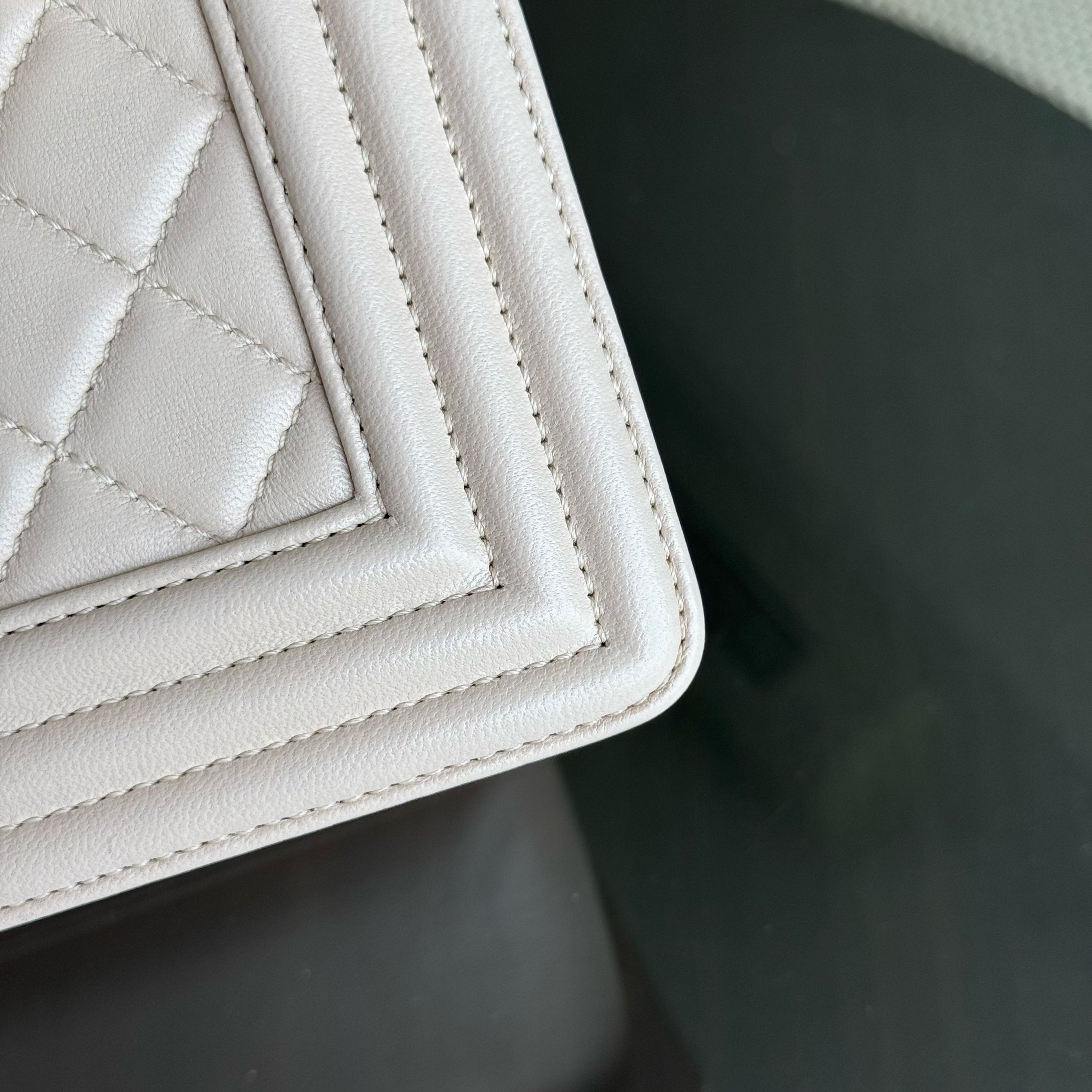 Chanel Boy Medium - 25CM Quilted Lambskin Light Nude Pink Gold Hardware Series 23