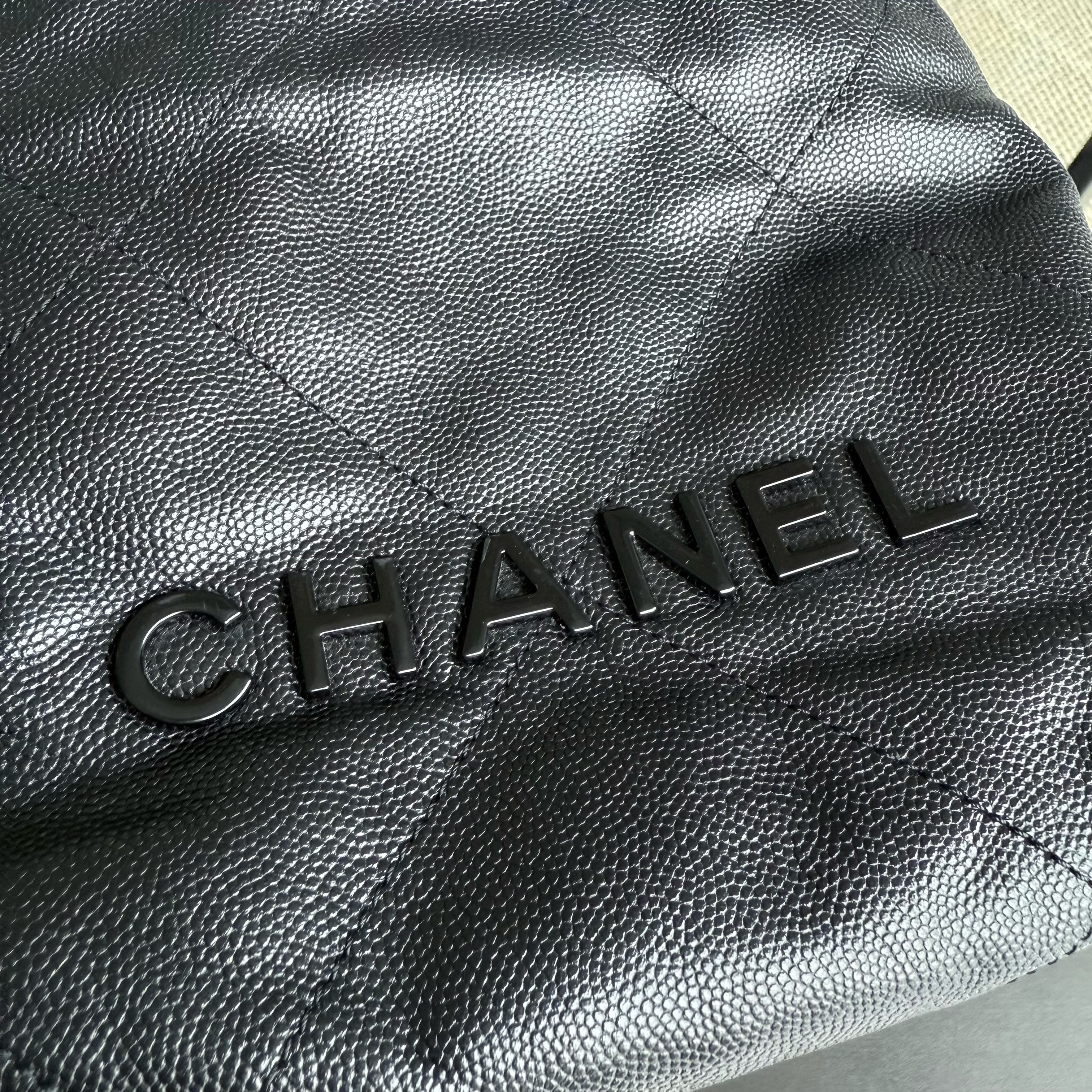 Chanel C22 Mini 22 Bag - Caviar Quilted Calfskin Crossbody Bag Gold Hardware Microchip