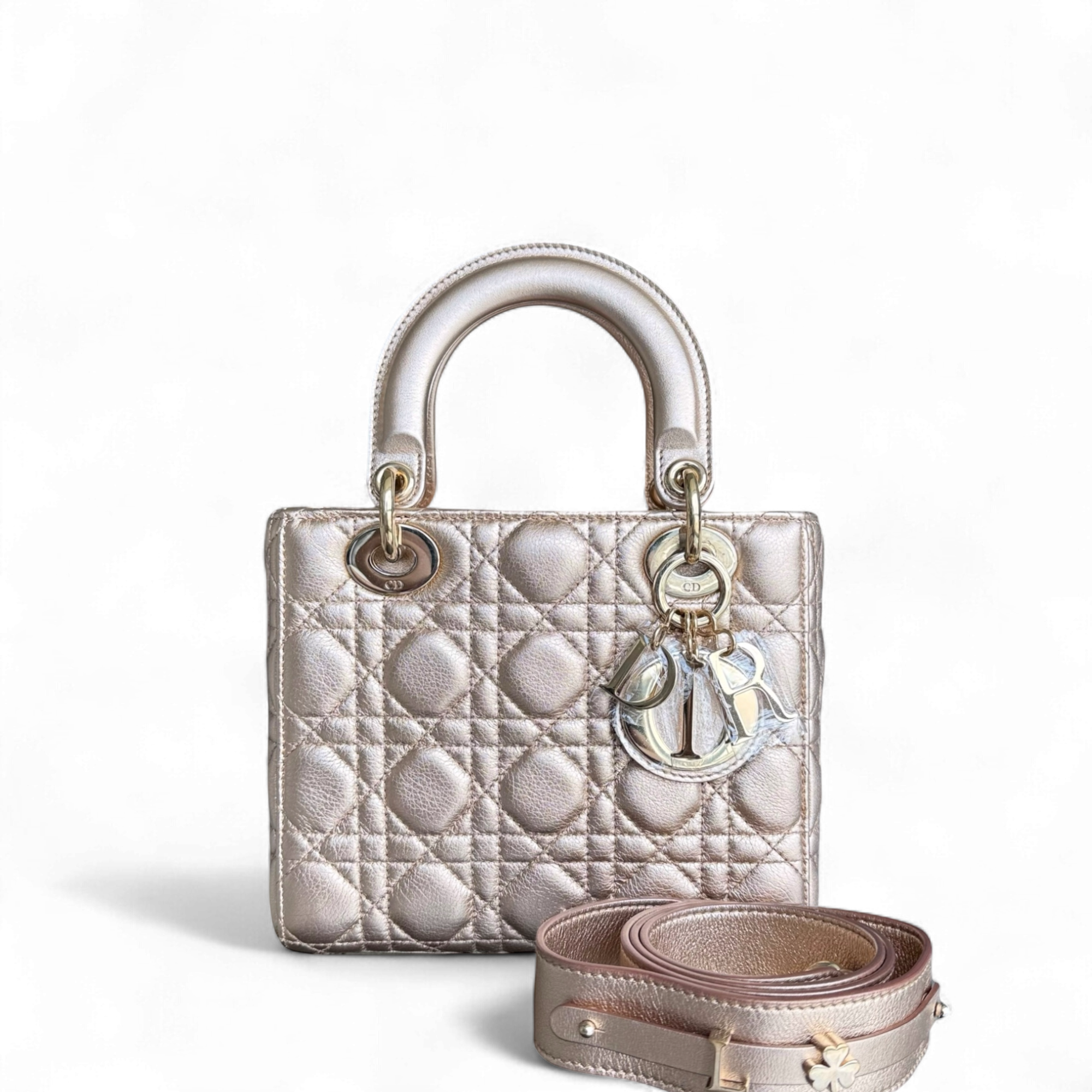 Dior Lady Small ABC - Cannage Lambskin MyABC Metallic Rose Gold Hardware