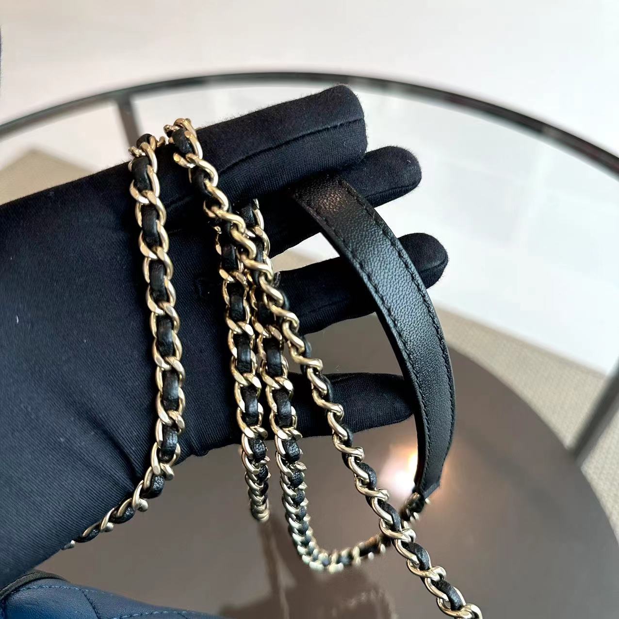 Chanel Seasonal Flap - Mademoiselle Small 20CM Calfskin Two-Tone Black Blue Golden Hardware Series 23