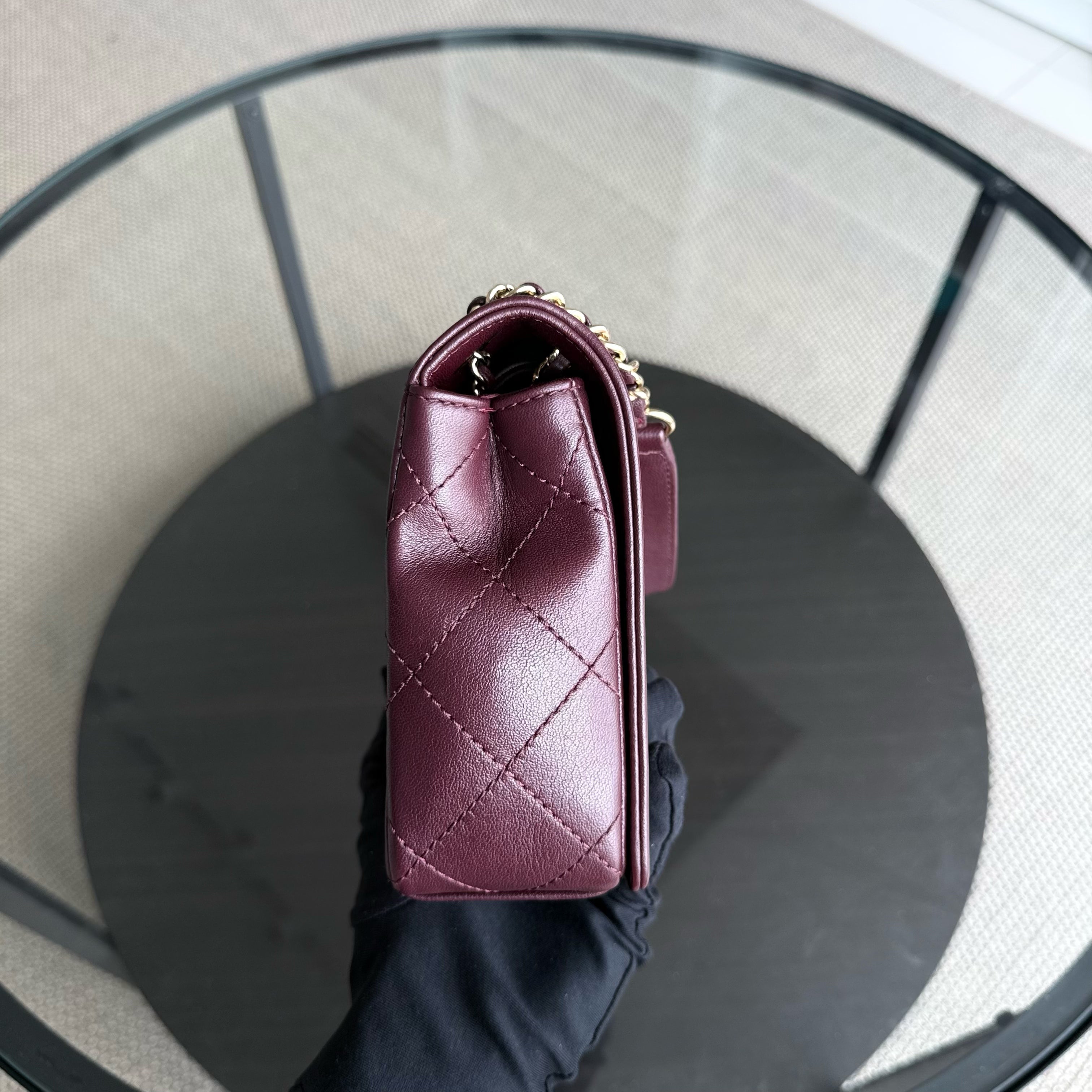 Chanel Mademoiselle Seasonal Flap - 25CM Quilted Lambskin Burgundy Gold Hardware Series 23