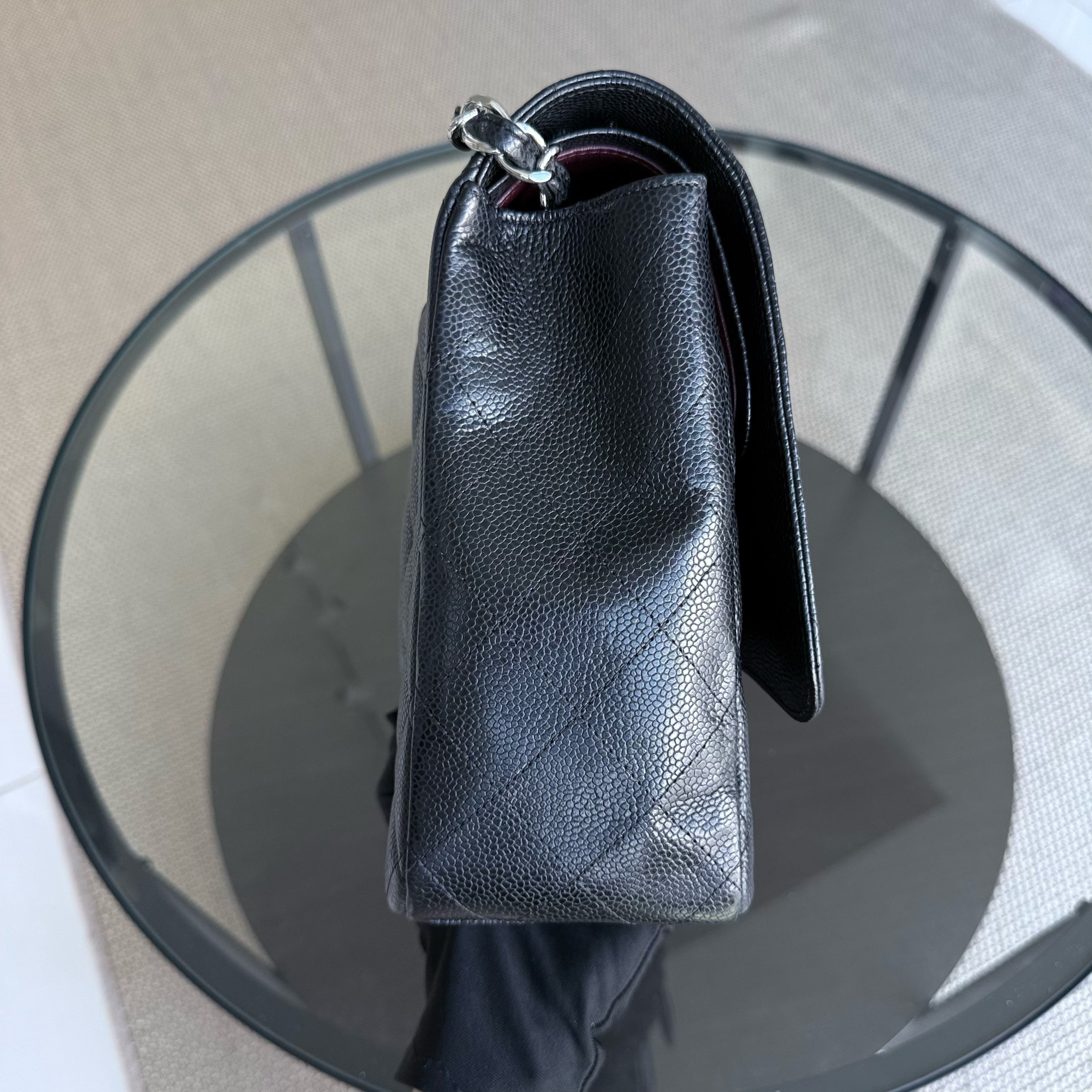 Chanel Classic Flap Maxi - Caviar Double Flap 33CM Quilted Black Silver Hardware Series 15