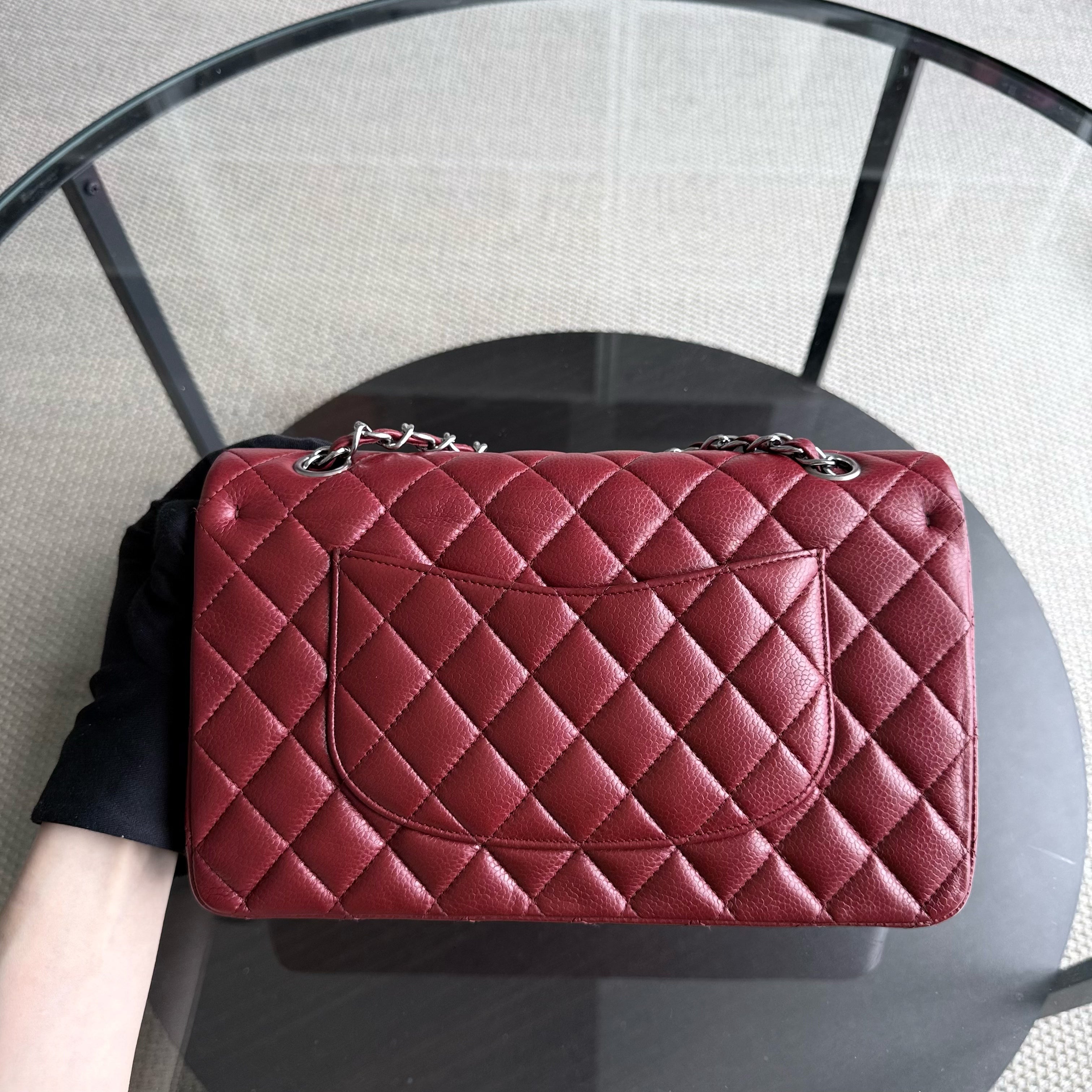 Chanel Classic Flap Medium - Caviar 25CM Quilted Grained Calfskin Red Silver Hardware Series 16