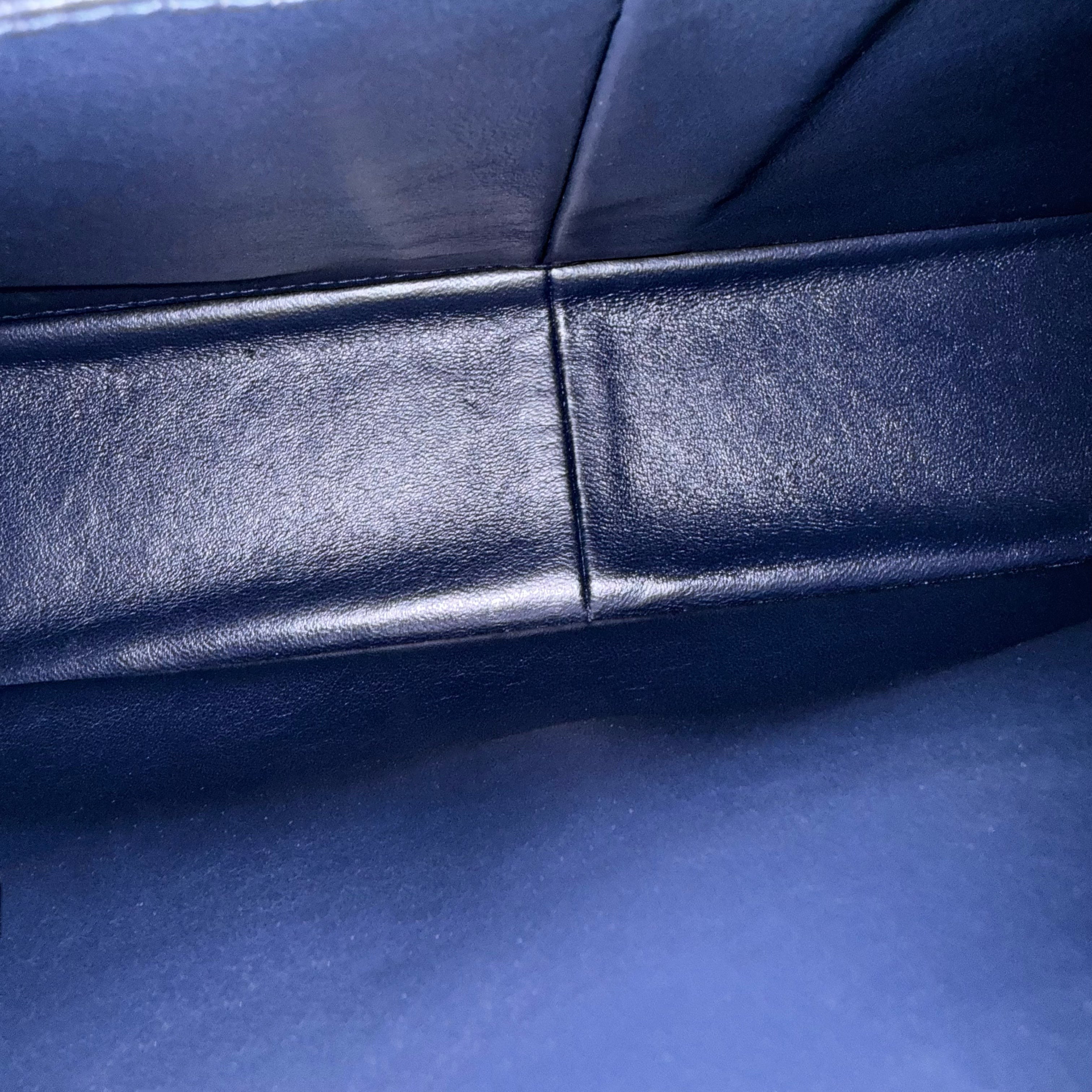 Chanel Classic Flap Maxi - Caviar Double Flap 33CM Quilted Grained Calfskin Dark Blue Silver Hardware Series 18