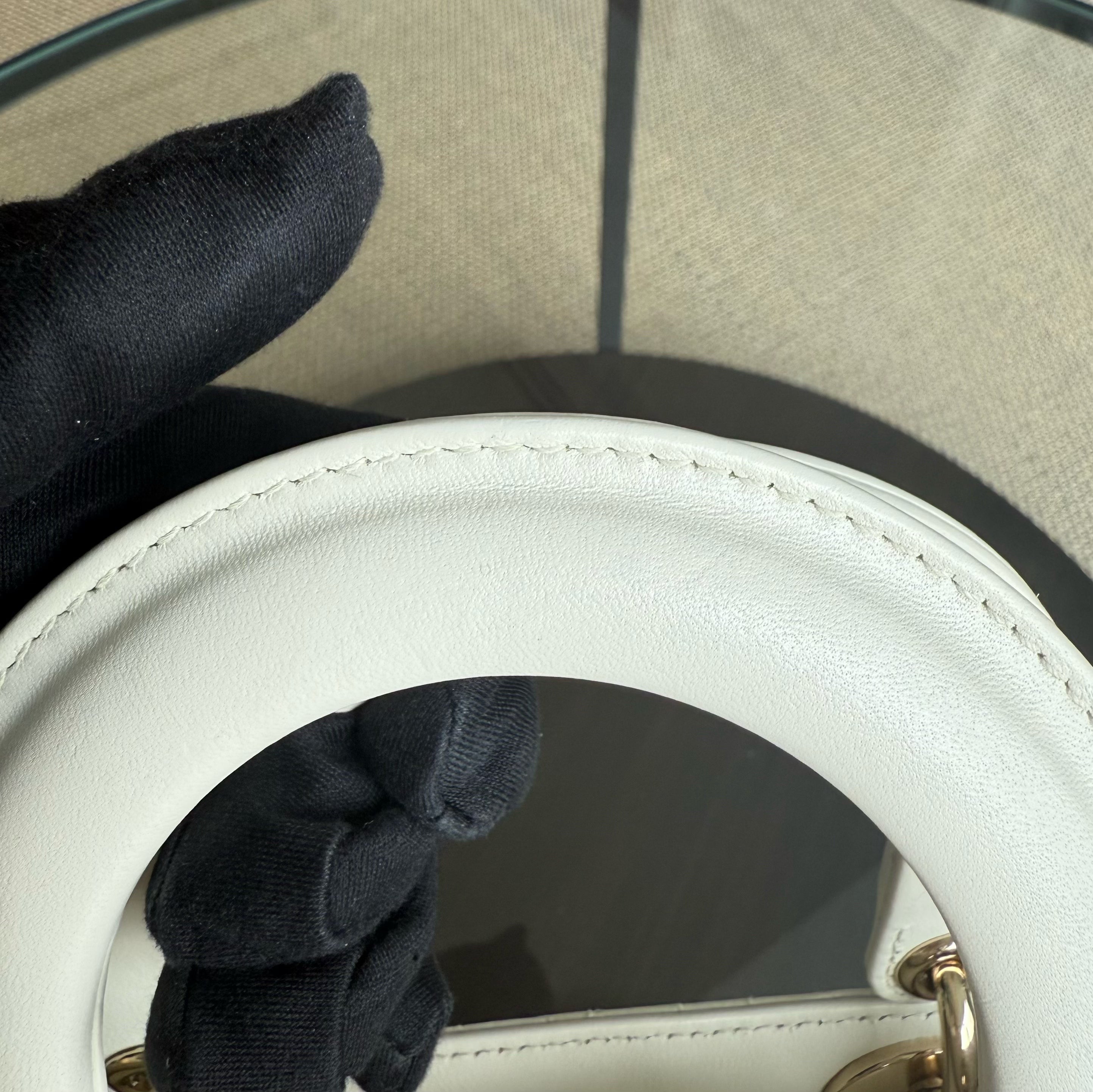 Dior Lady Small ABC - Cannage Lambskin White Gold Hardware MyABC