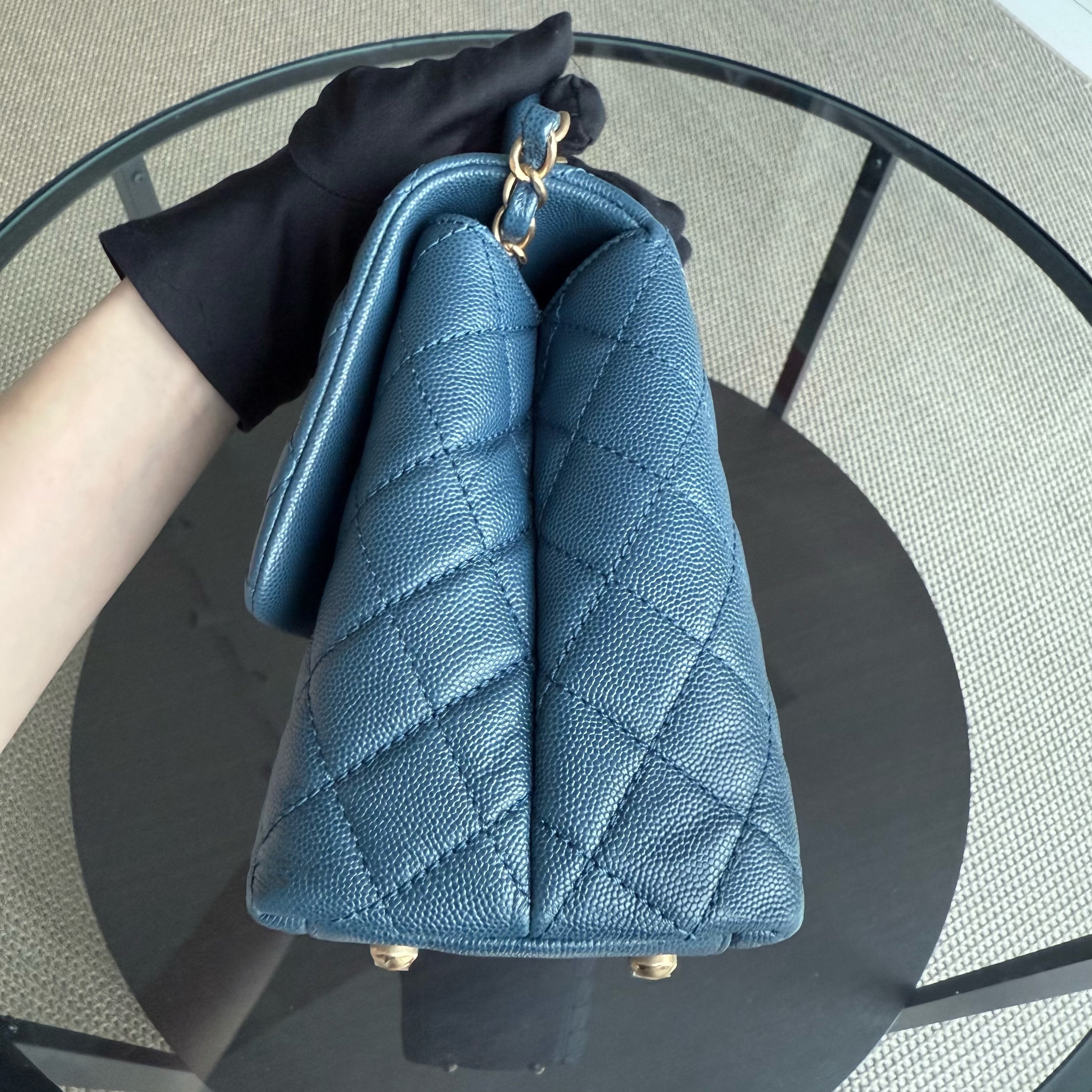 Chanel Coco Handle Medium - Caviar Quilted Blue Grained Calfskin Gold Hardware Series 24