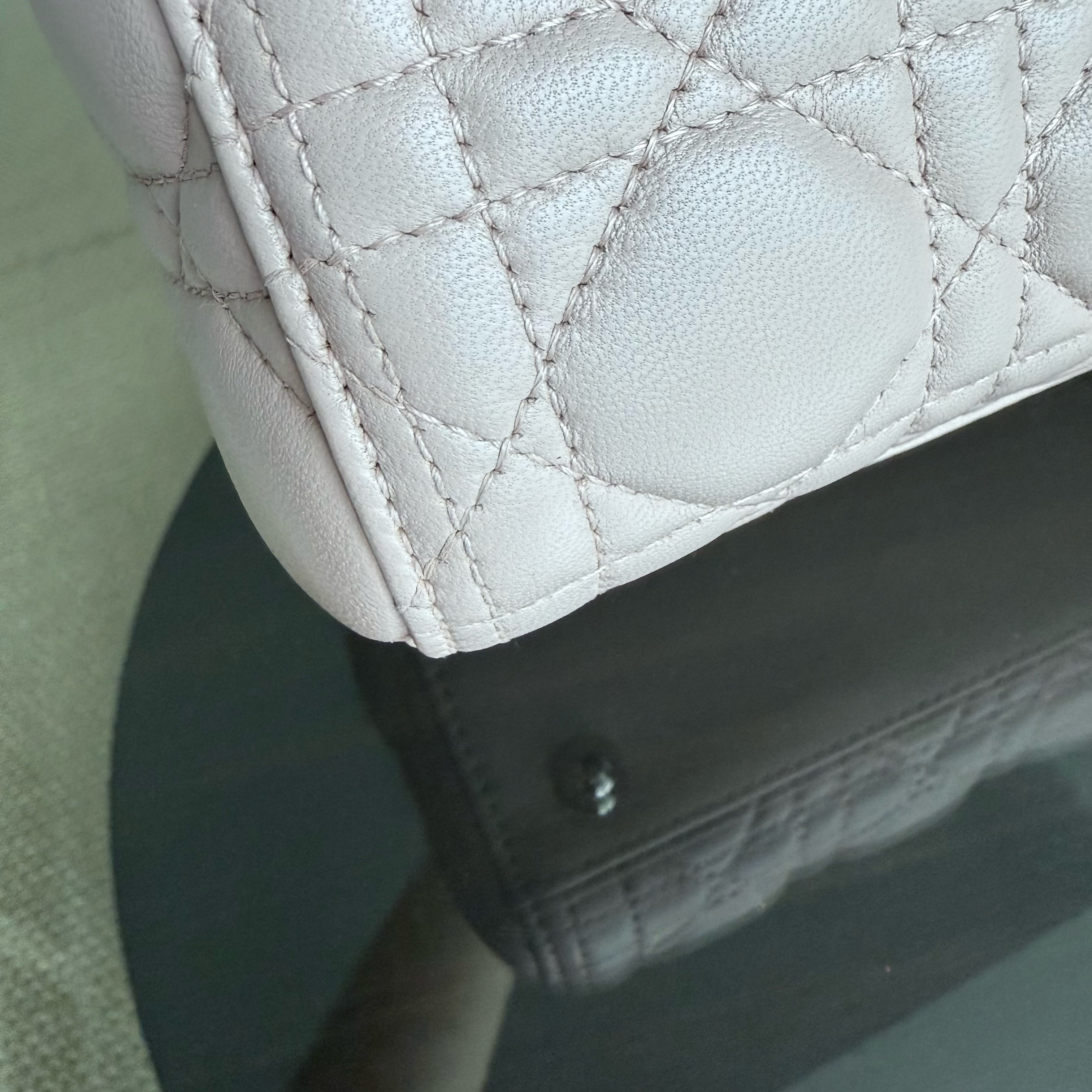 Dior Lady Large - Cannage Lambskin Light Pink Silver Hardware