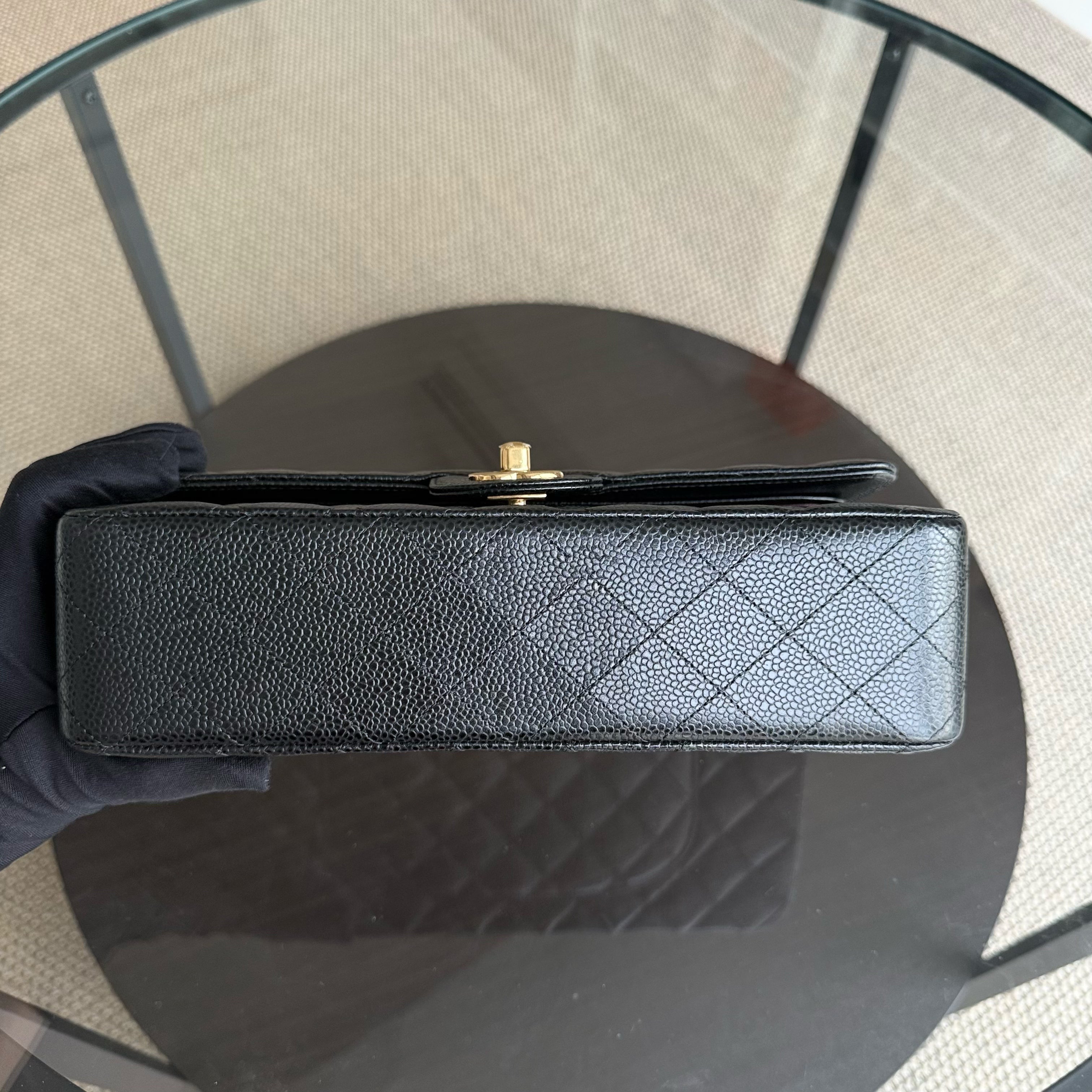 Chanel Classic Flap Medium - Caviar 25CM Quilted Grained Calfskin Black Gold Hardware Series 24