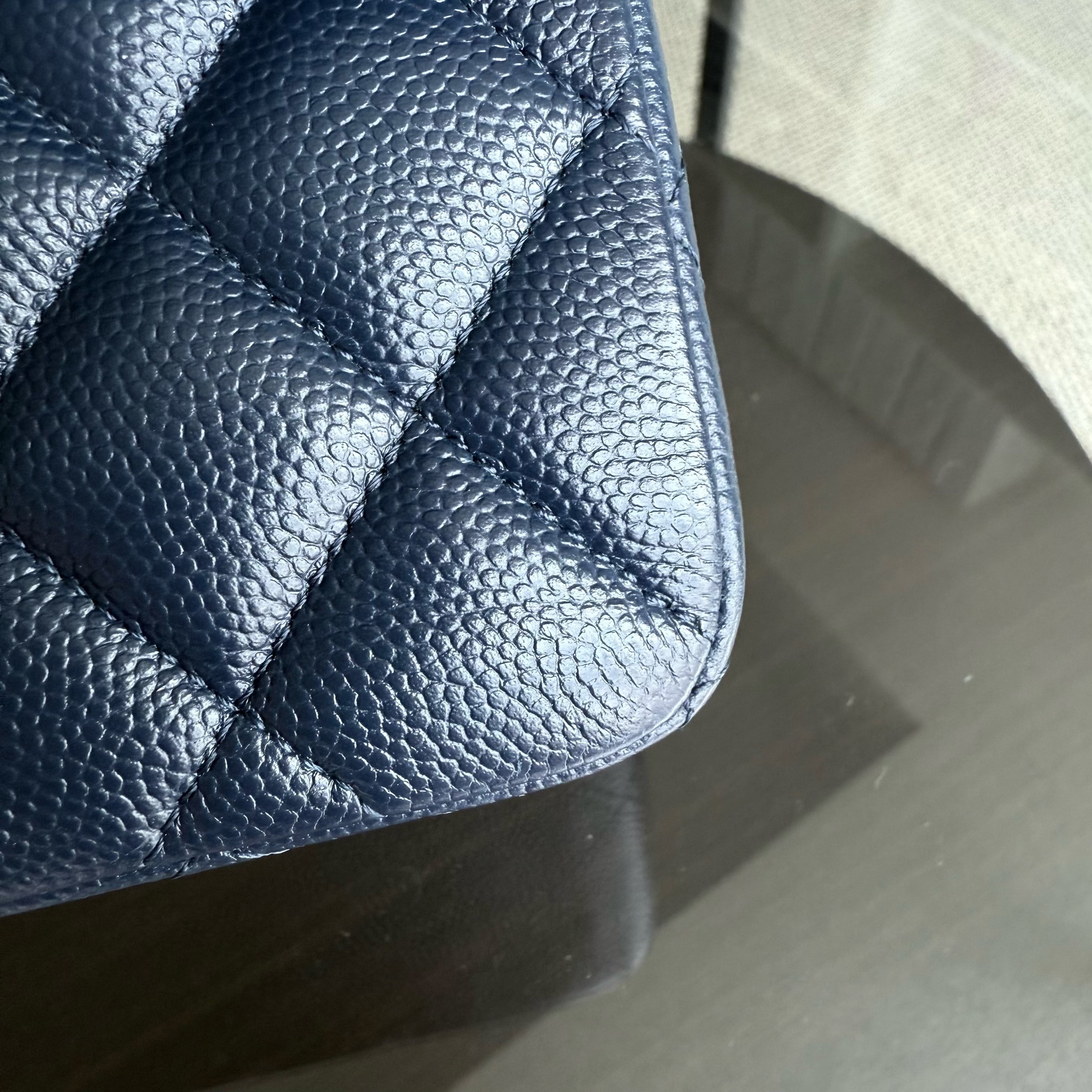 Chanel Classic Flap Small - Caviar 23CM Quilted Midnight Blue Silver Hardware Series 24