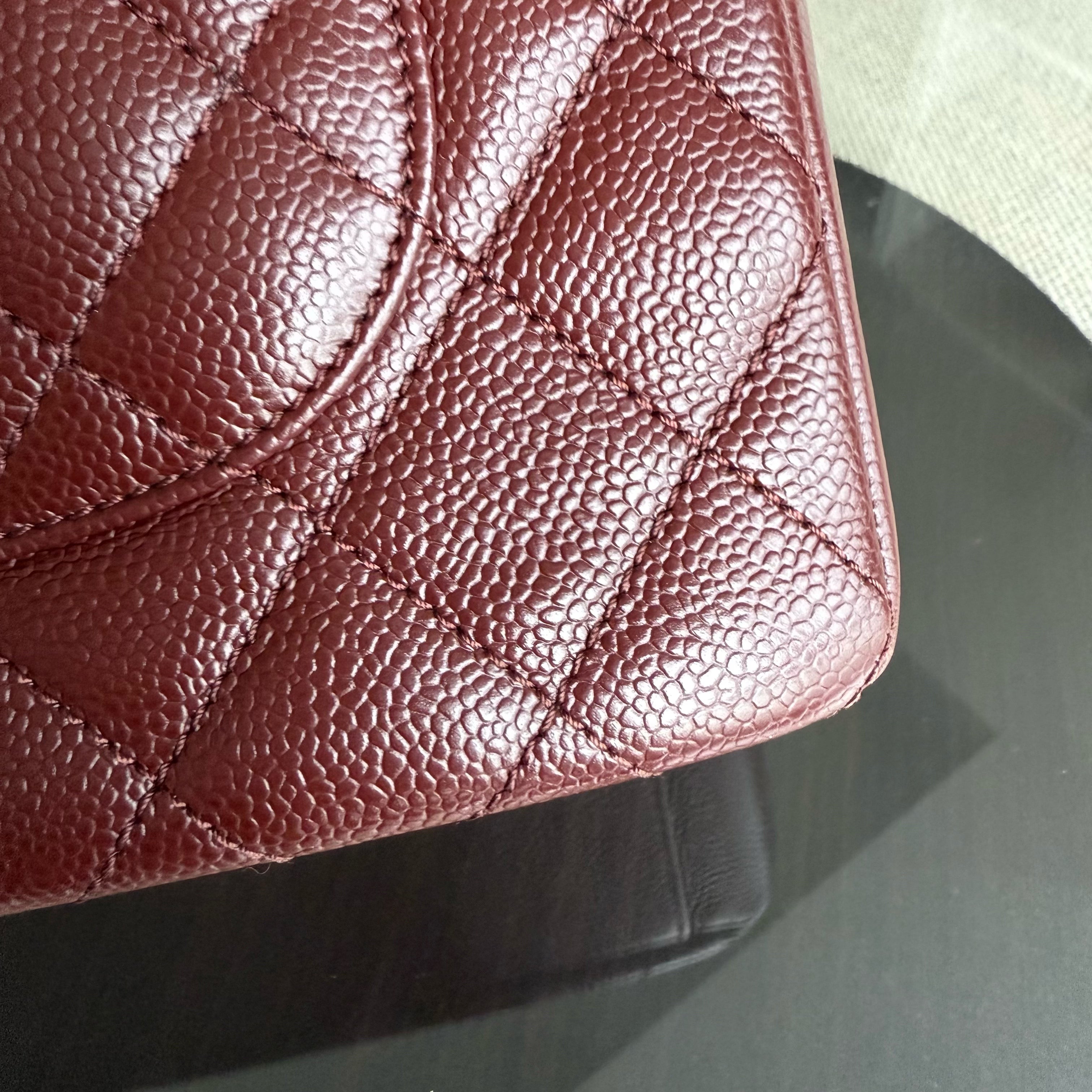 Chanel PST Petite Shopping Tote - Caviar Quilted Burgundy Dark Red Silver Hardware Series 18
