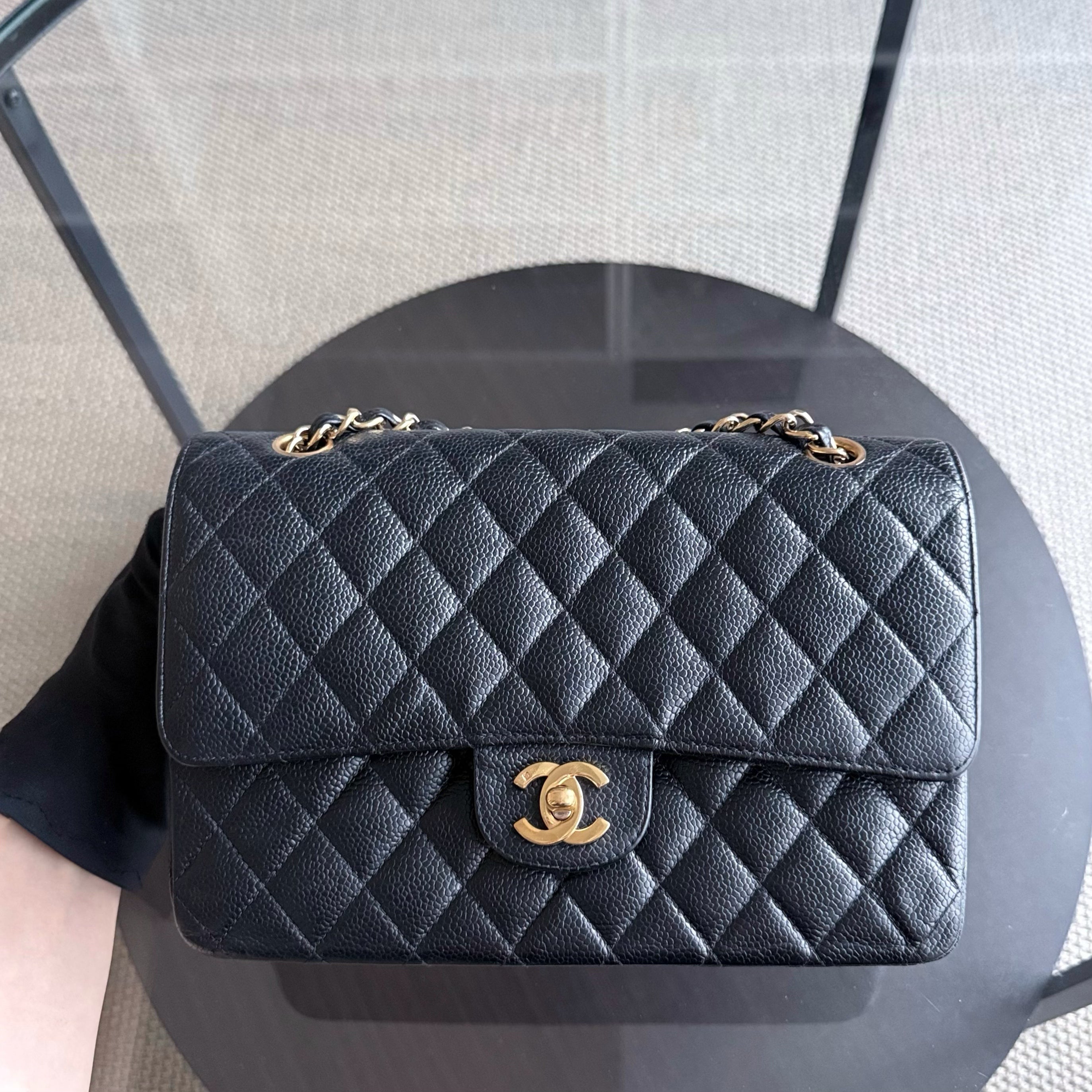 Chanel Classic Flap Medium - Caviar 25CM Quilted Black Gold Hardware Series 10