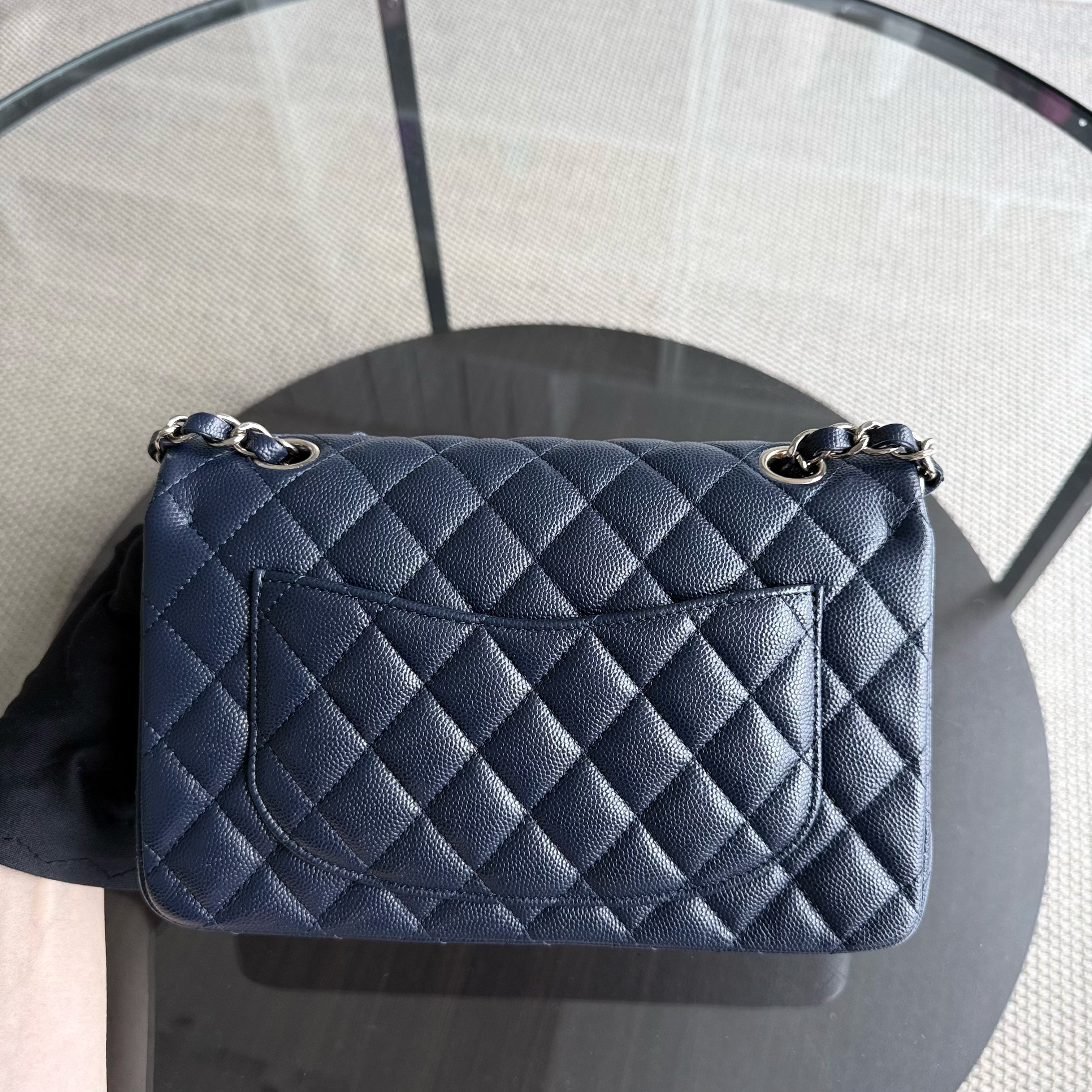 Chanel Classic Flap Small - Caivar 23CM Quilted Midnight Blue Gold Hardware Series 29