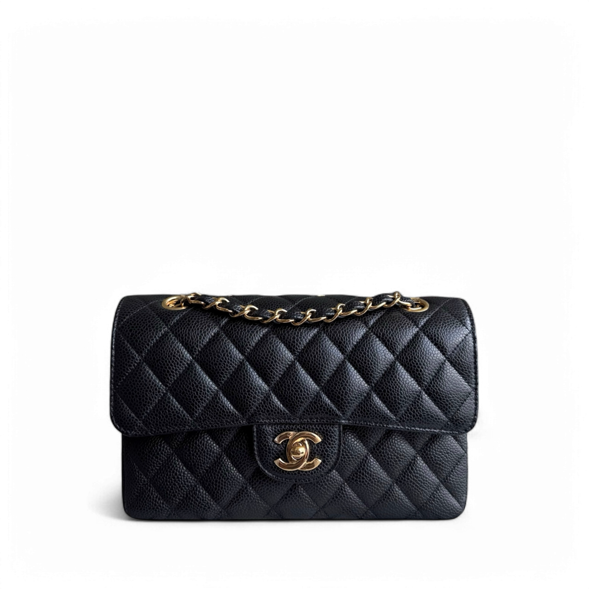 Chanel Classic Flap Small - Caviar 23CM Quilted Black Gold Hardware Series 30