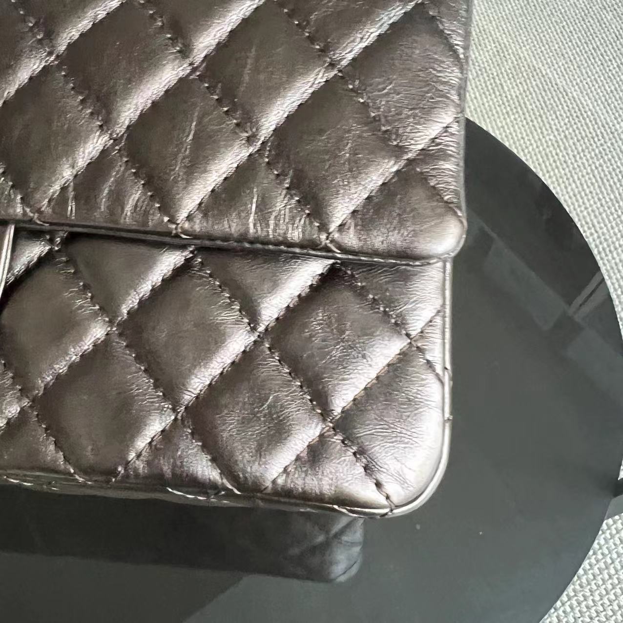 Chanel 2.55 Reissue 226 28CM Quilted Calfskin Metallic Bronze Silver Hardware Series 12