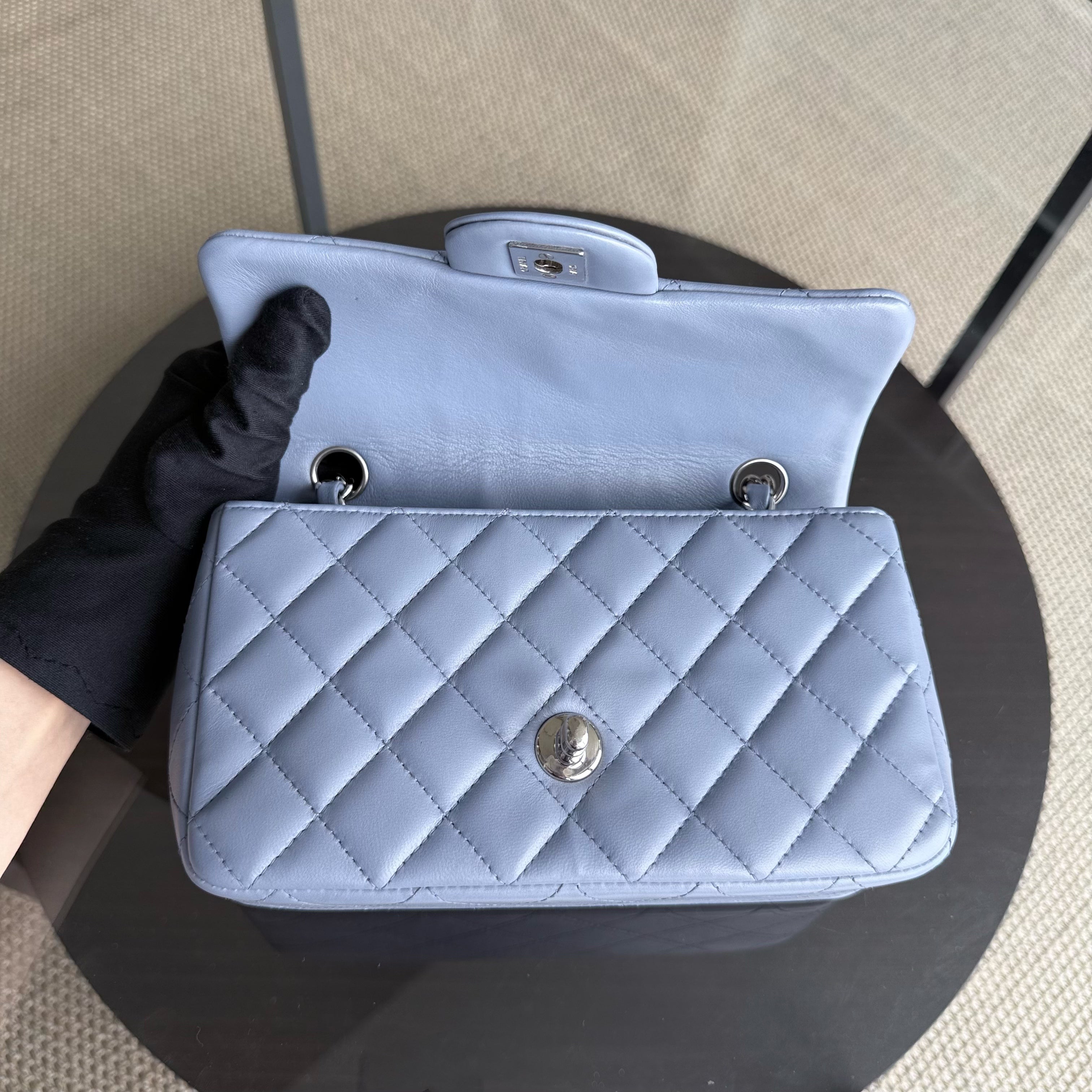 Chanel Classic Flap Mini - 20CM Quilted Lambskin Blue Silver Hardware Series 16
