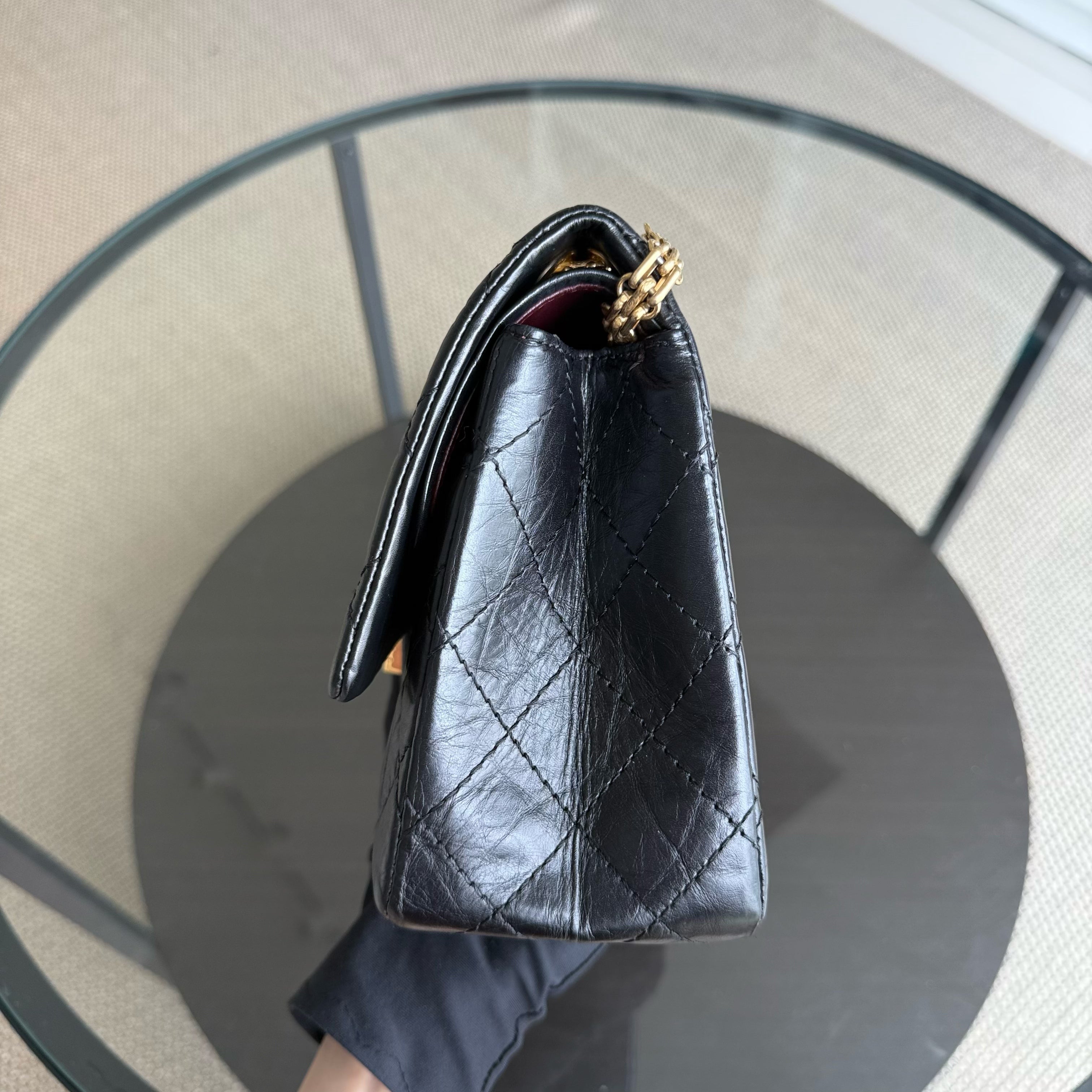 Chanel 2.55 Reissue 226 - 28CM Quilted Aged Calfskin Black Aged Gold Hardware Series 14