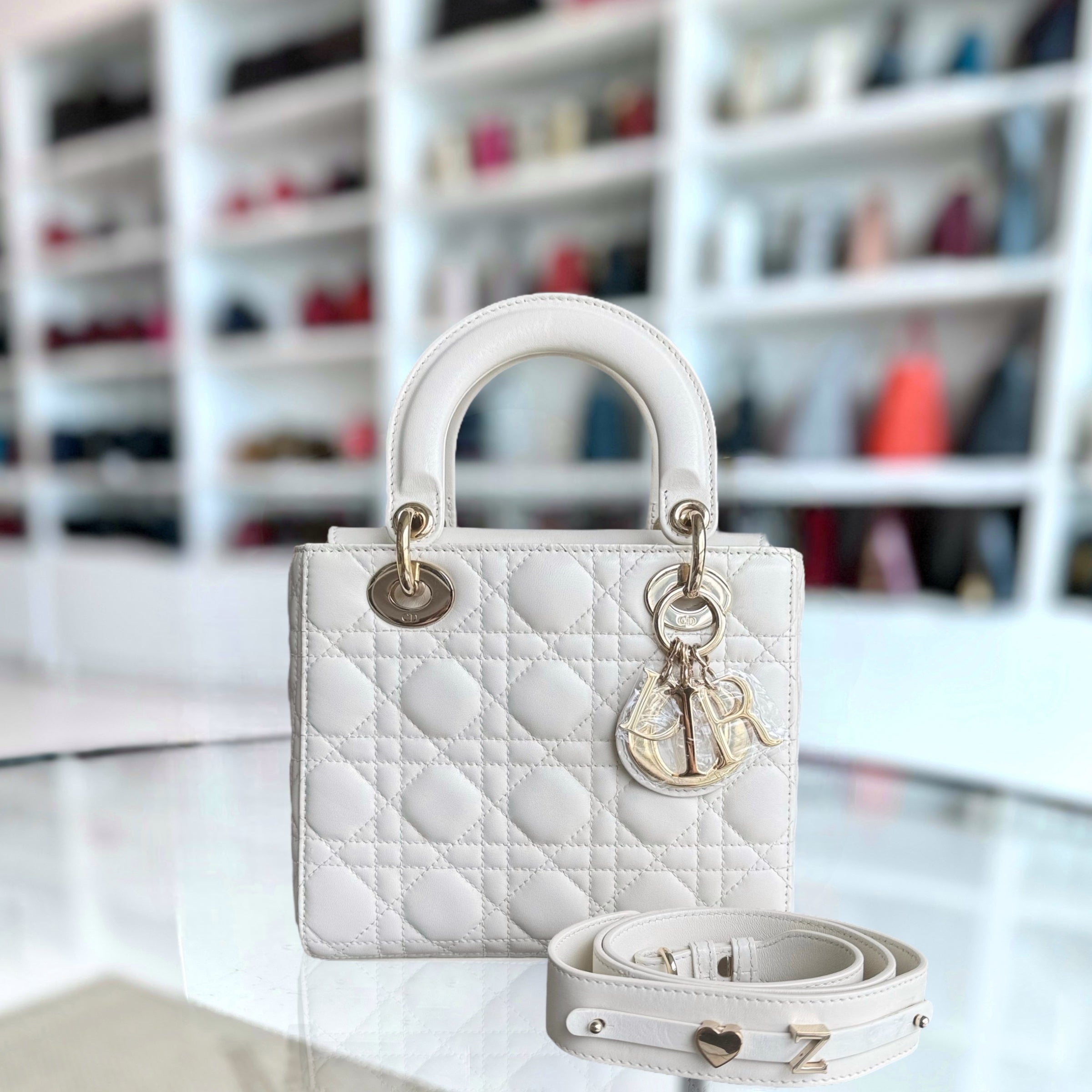 Dior Lady Small ABC - Cannage Lambskin White Gold Hardware MyABC