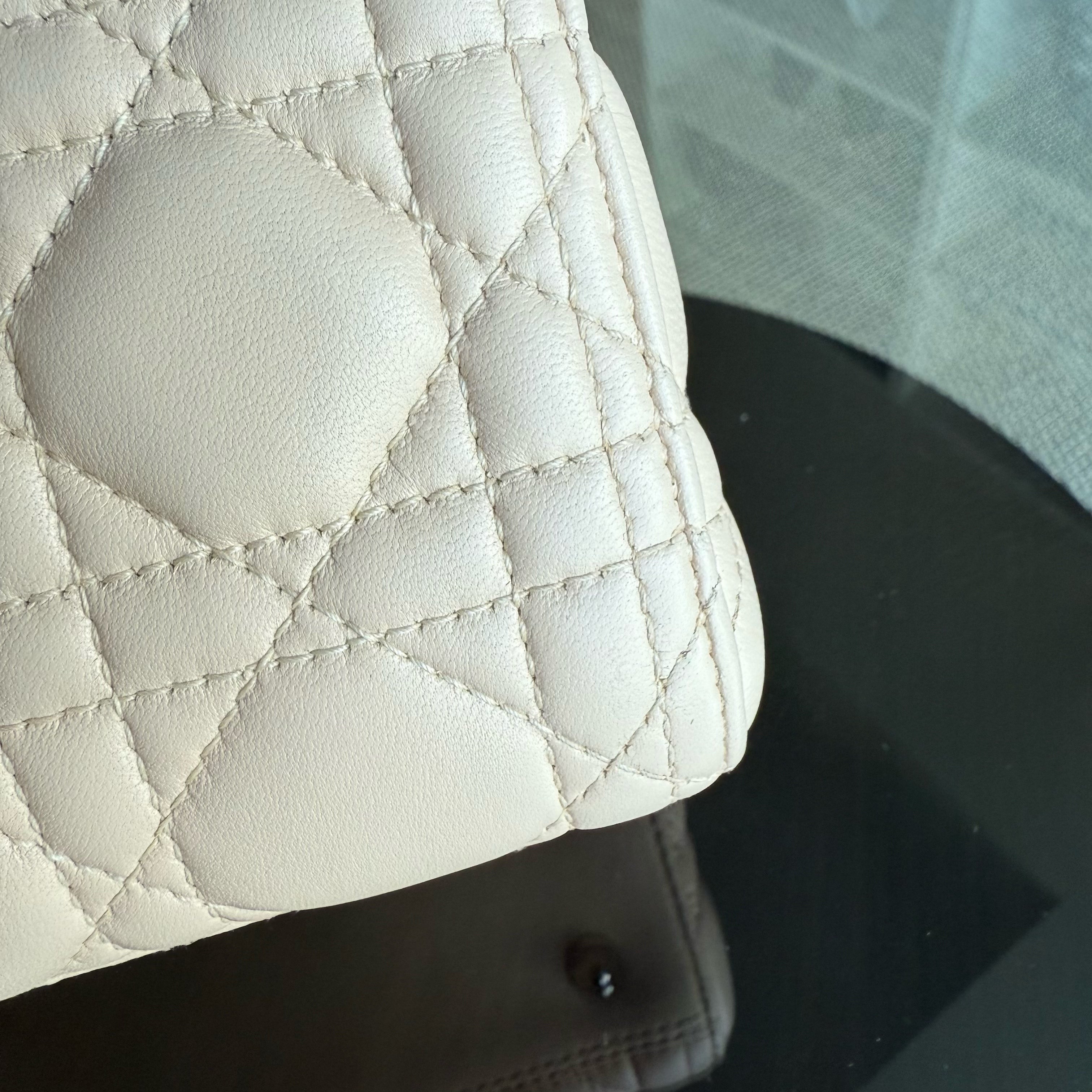 Dior Lady Medium - Cannage Lambskin Nude Silver Hardware