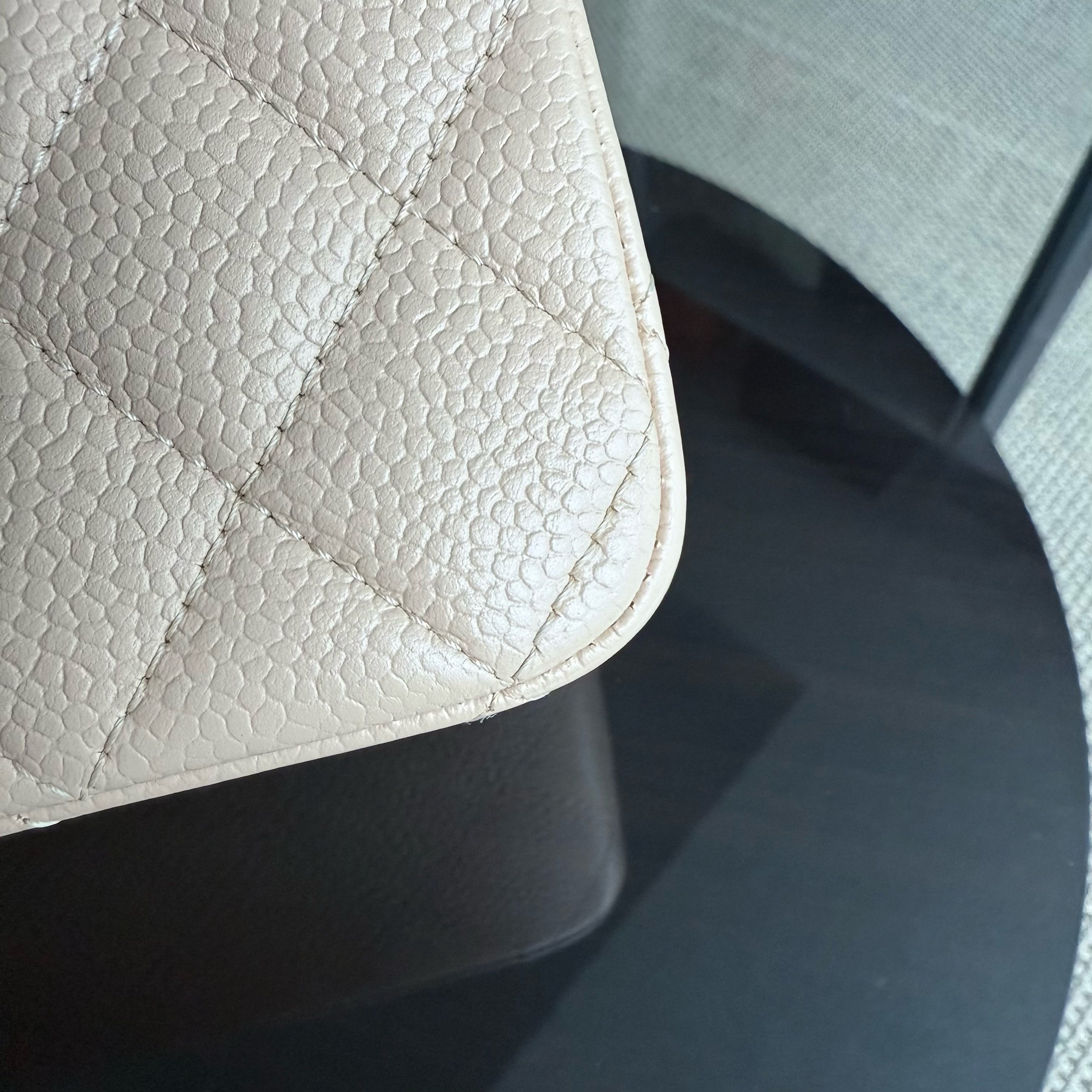 Chanel Classic Flap Medium - Caviar 25CM Quilted Grained Calfskin Beige Silver Hardware Series 13