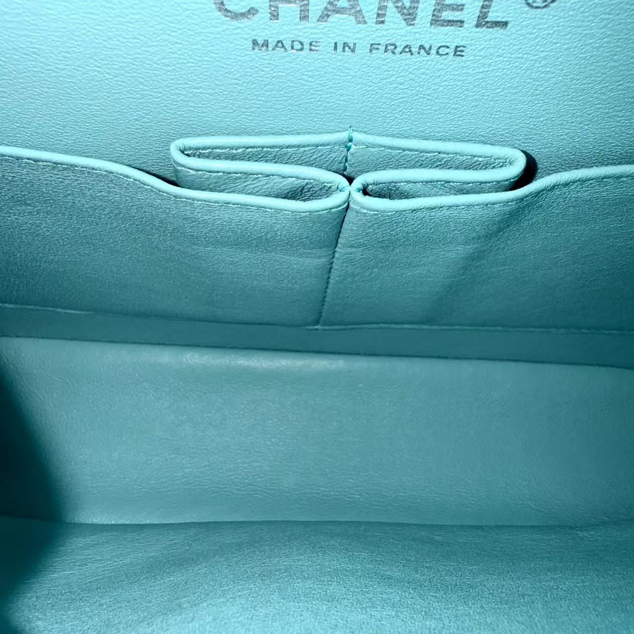 Chanel Classic Flap Medium - 25CM Quilted Lambskin Tiffany Blue Silver Hardware Series 27