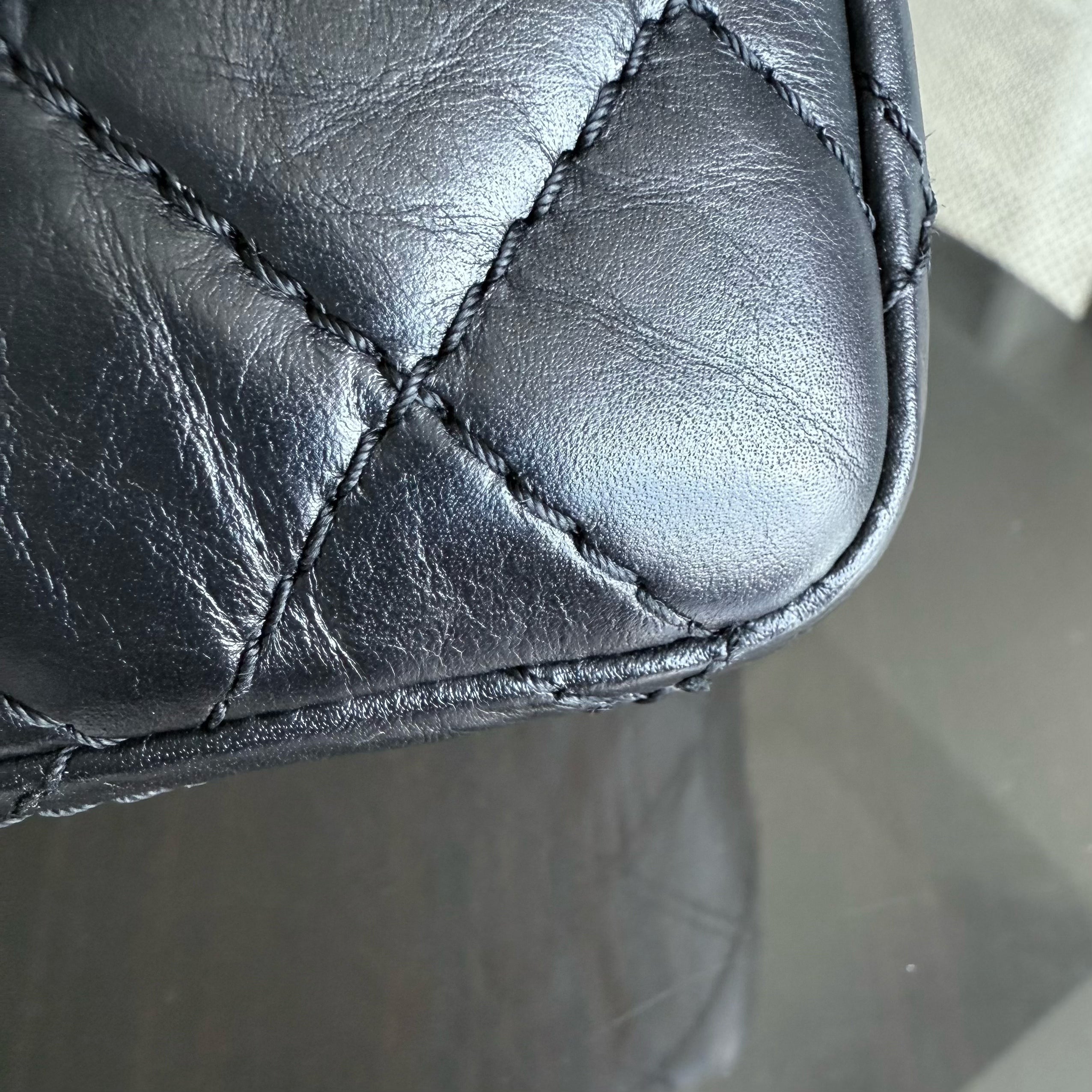 Chanel Reissue 2.55 Medium 225 - 24CM Quilted Aged Calfskin Black Gold Hardware Series 12
