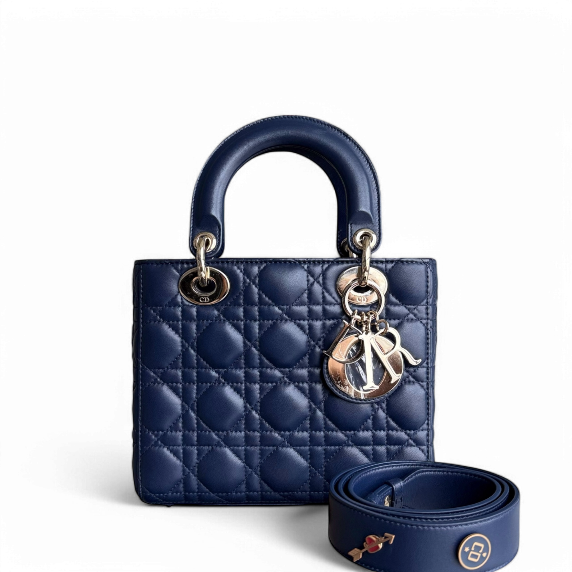 Dior Lady Small - Cannage Lambskin Dark Blue Gold Hardware