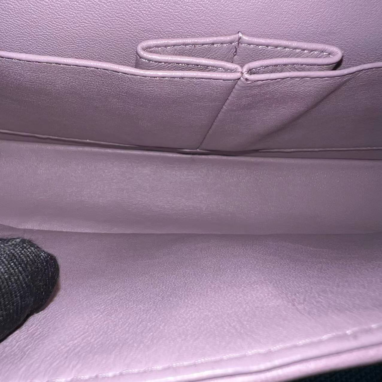 Double Flap Quilted Lambskin Violet Silver Hardware Series 17