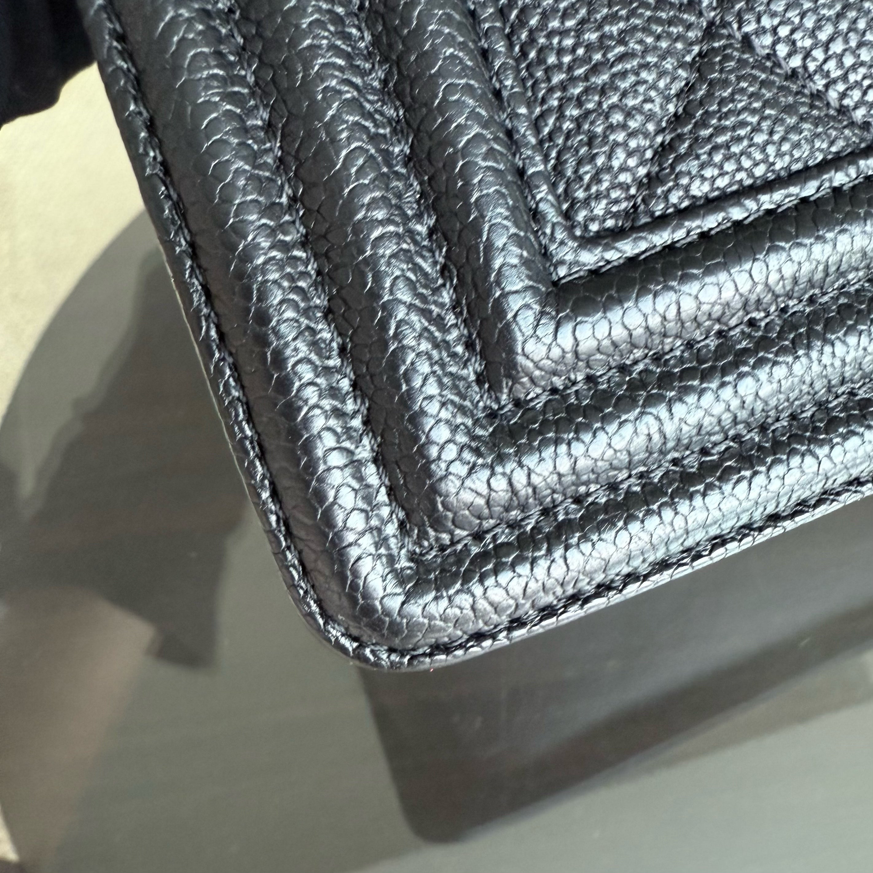 Chanel Boy Medium - Caviar 28CM New Medium Quilted Black Ruthenium Silver Hardware Series 23