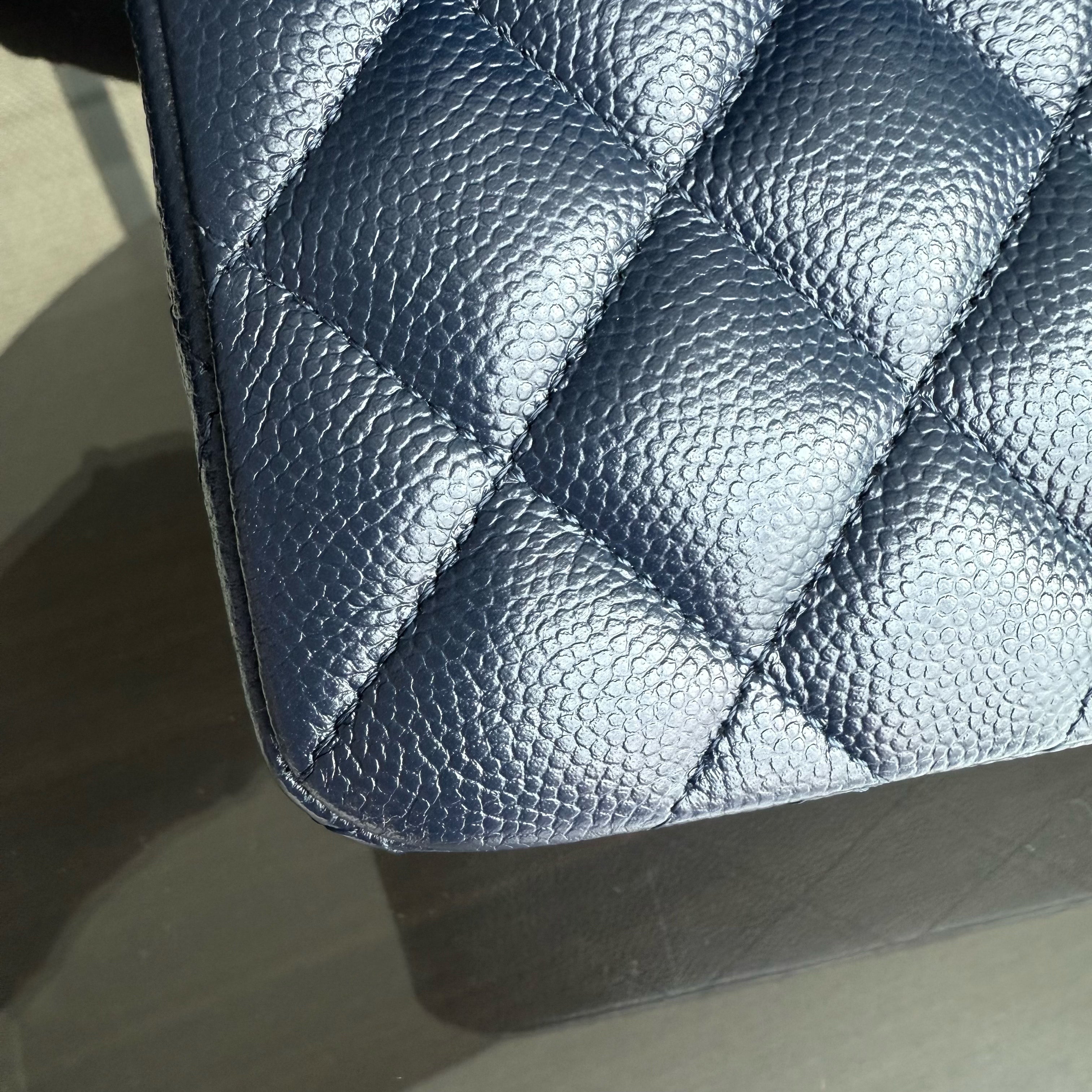 Chanel Classic Flap Small - Caviar 23CM Quilted Midnight Blue Silver Hardware Series 24