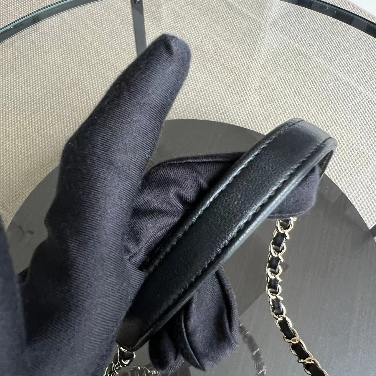 Trendy CC Small 25CM Chevron Lambskin Black Golden Hardware Series 26