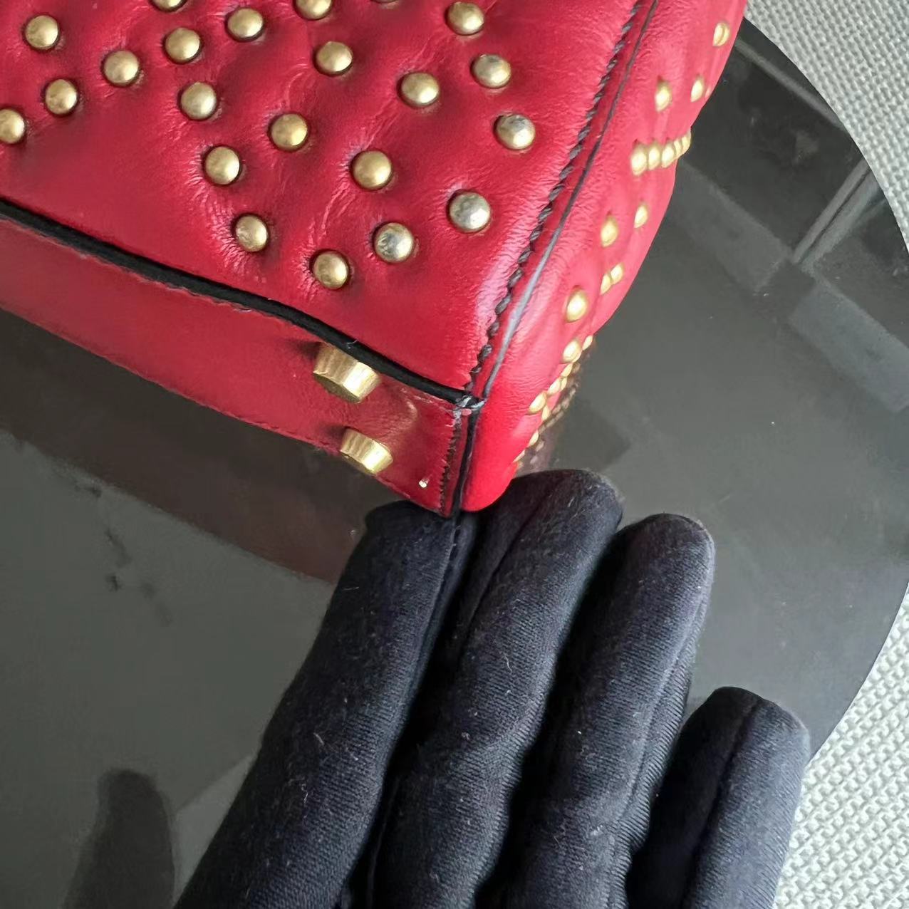 Dior Lady Mini - Valentine Studded Red Golden Hardware