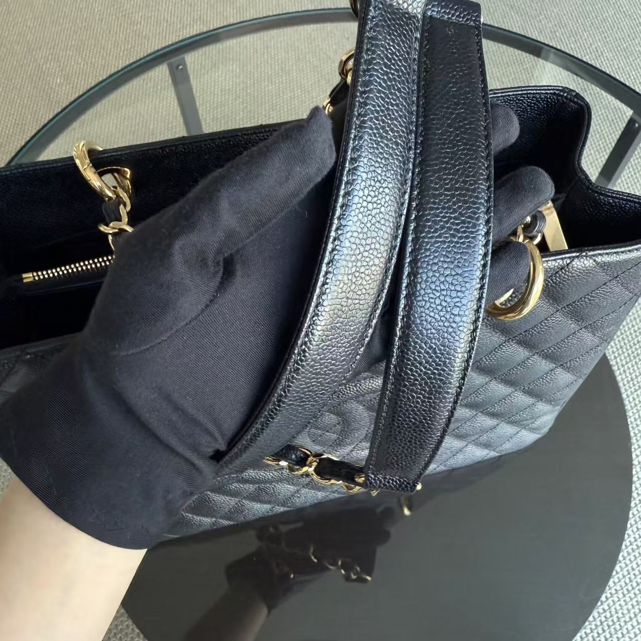 Chanel GST Grand Shopping Tote - Caviar Quilted Black Gold Hardware