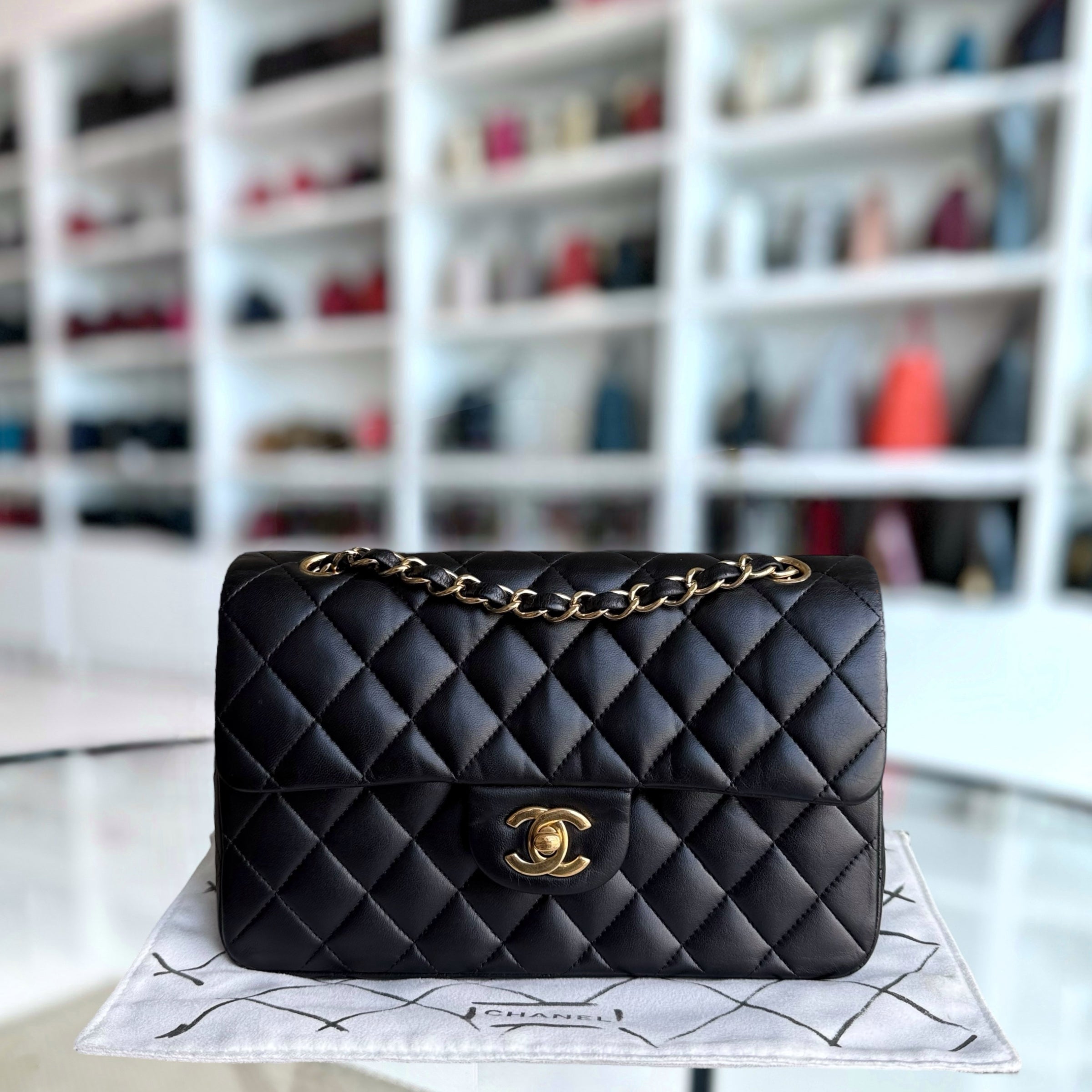 Chanel Classic Flap Small - 23CM Quilted Lambskin Black Gold Hardware Series 16