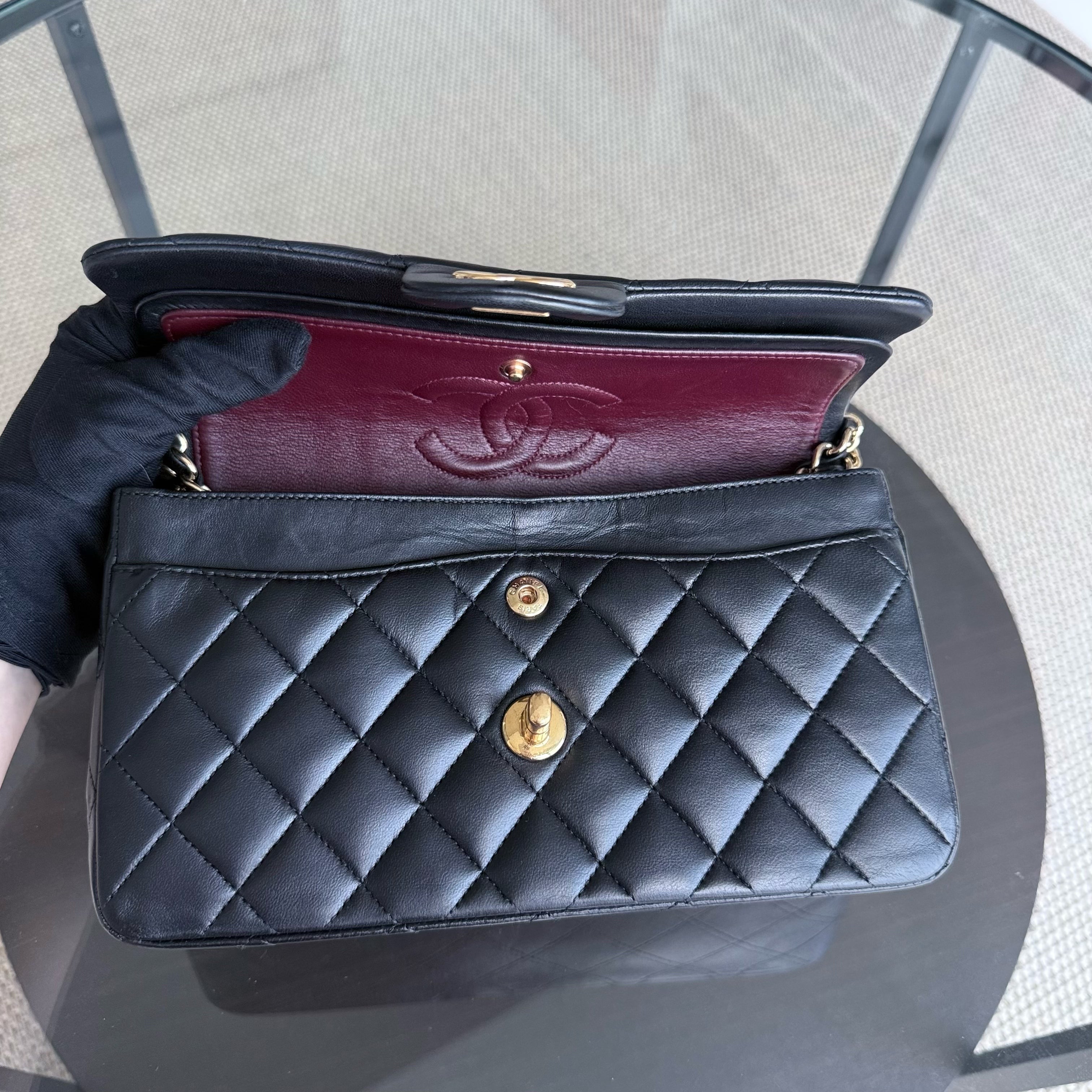 Chanel Classic Flap Small - 23CM Quilted Lambskin Black Gold Hardware Series 16