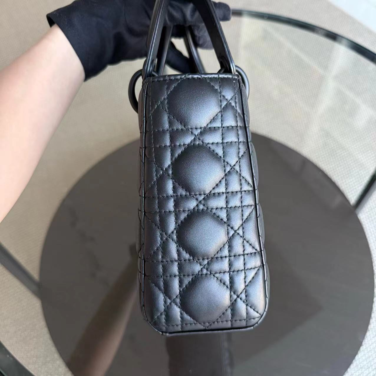 Dior Lady Small ABC - All Black Cannage Calfskin Black Hardware